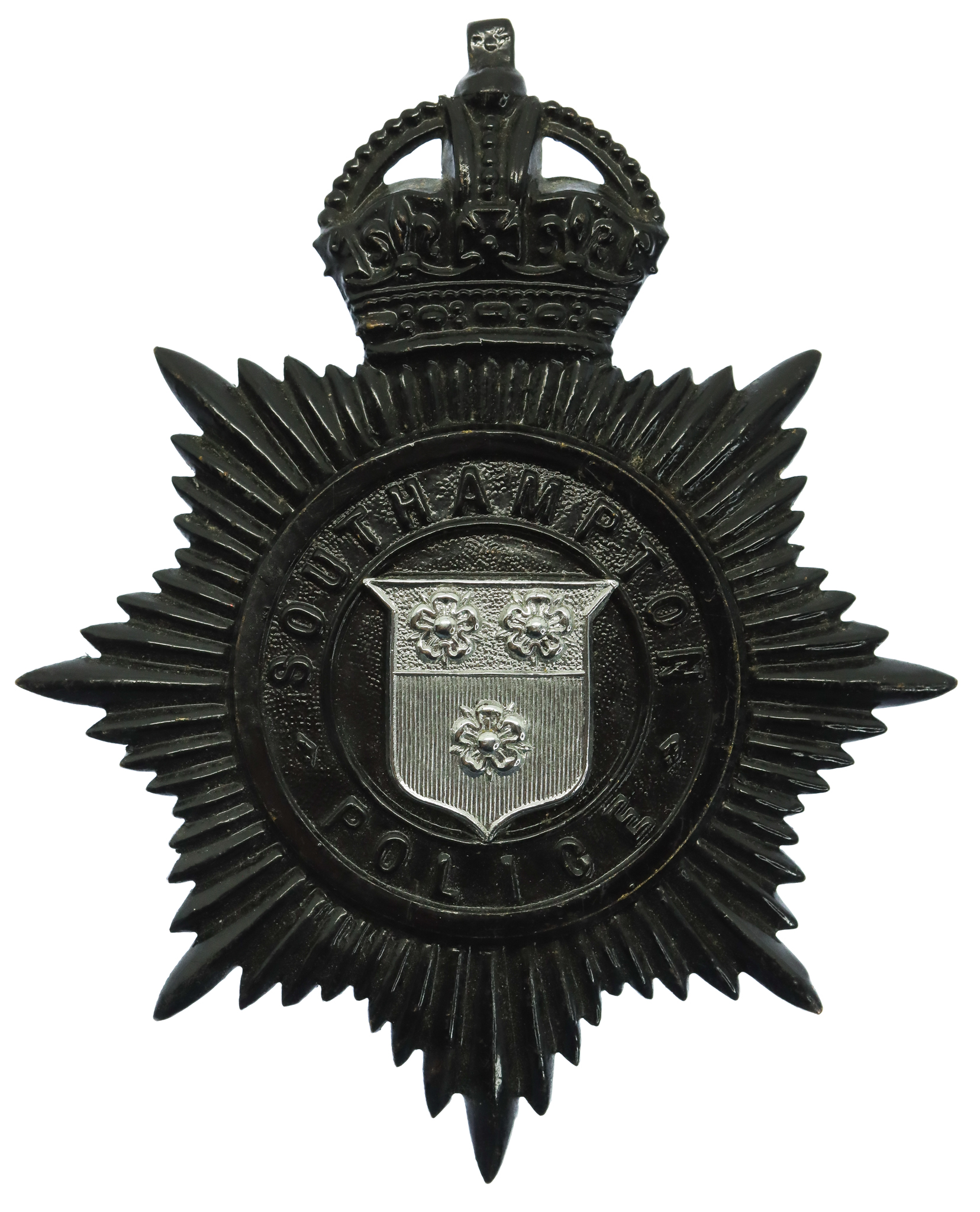 Southampton Police Night Helmet Plate - King's Crown