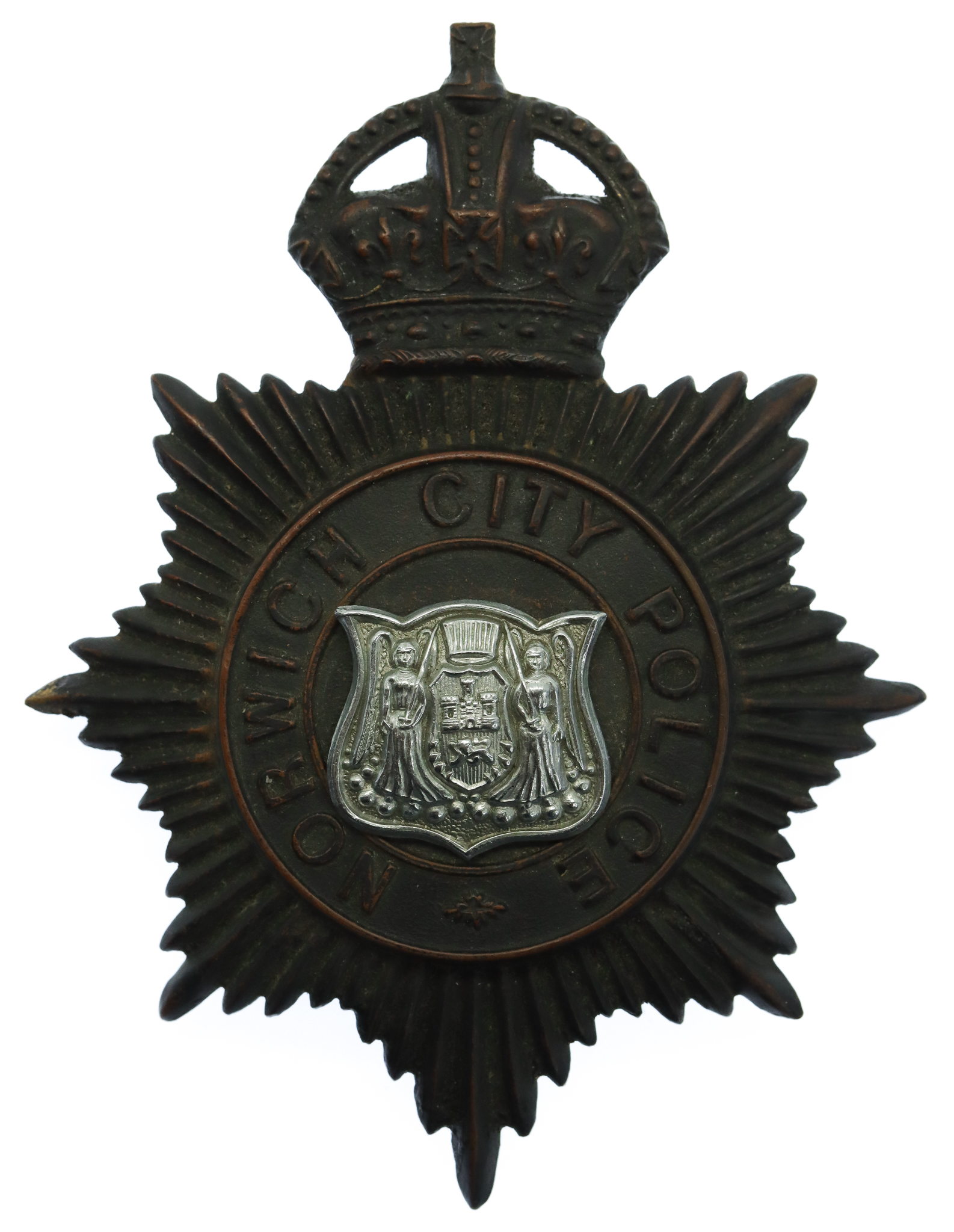 Norwich City Police Night Helmet Plate - King's Crown