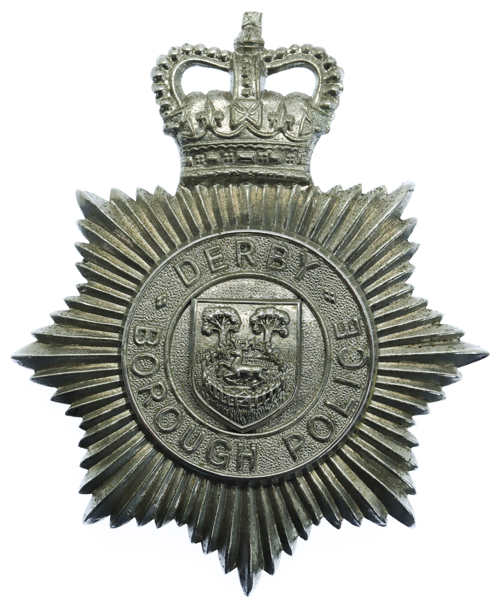 Derby Borough Police Helmet Plate - Queen's Crown