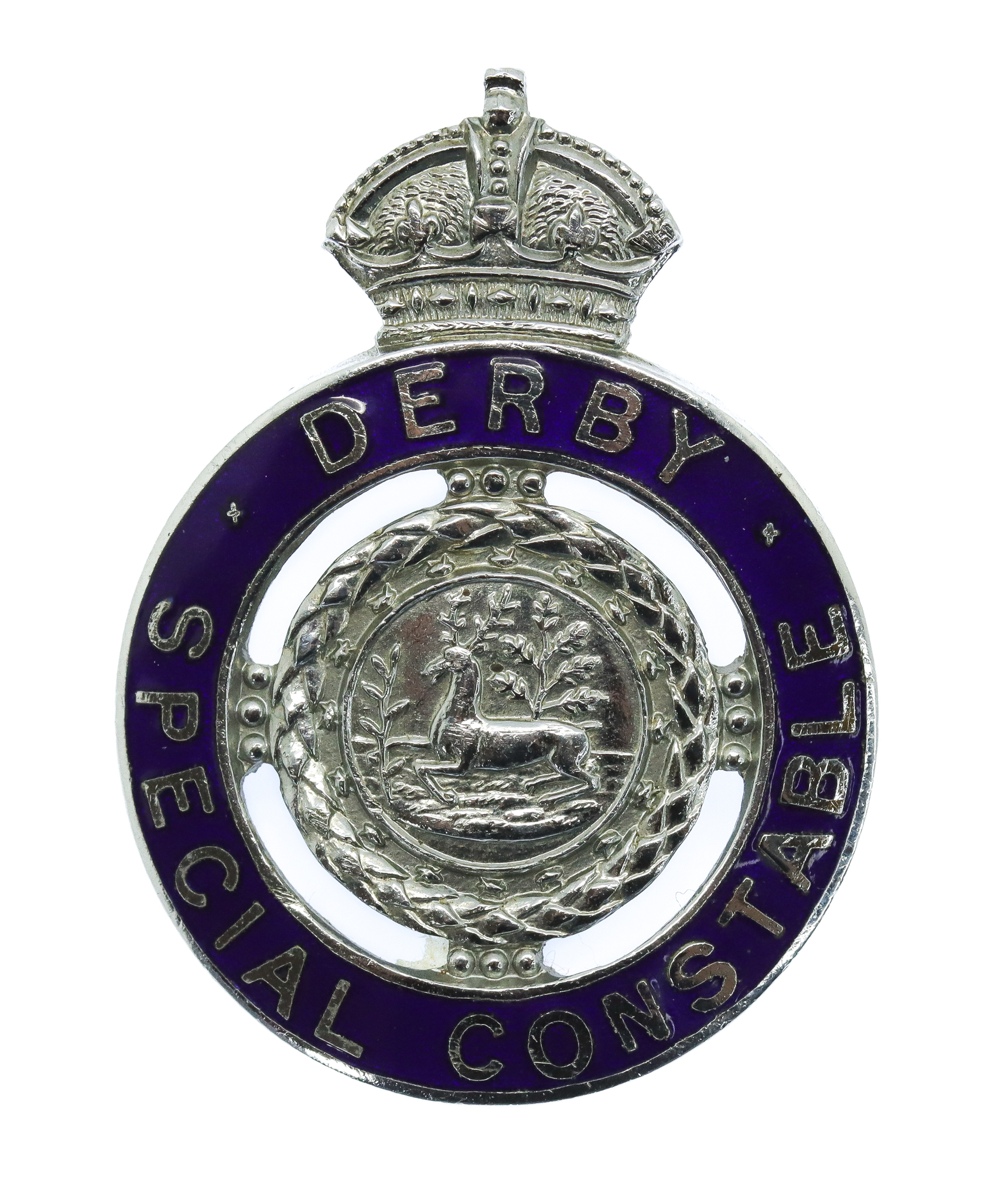 Derby Special Constabulary Enamelled Lapel Badge - King's Crown