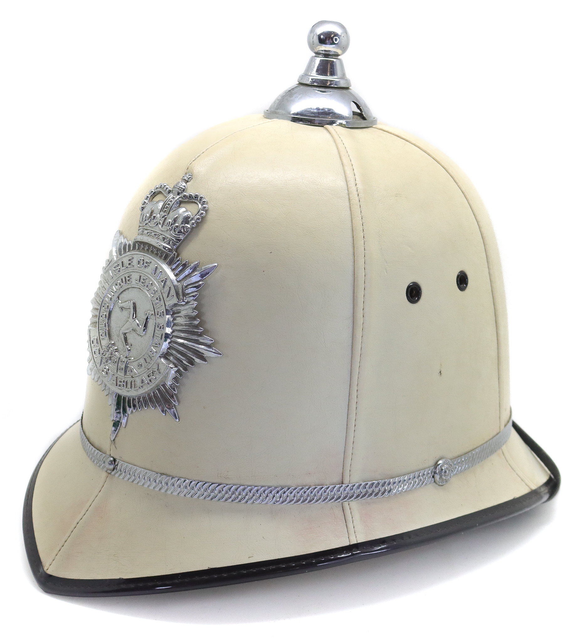 Isle of Man Constabulary White Leather Summer Ball Top Helmet 