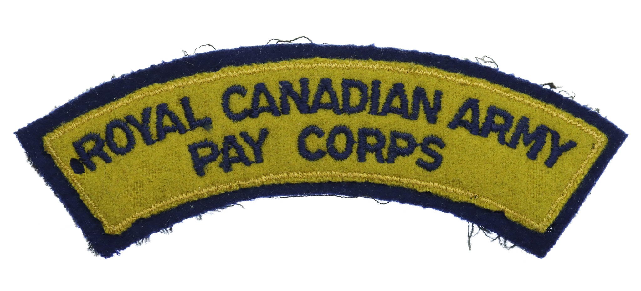Royal Canadian Army Pay Corps (ROYAL CANADIAN/PAY CORPS) Cloth Shoulder Title