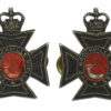 Pair of Canadian Brockville Rifles Collar Badges - Queen's Crown