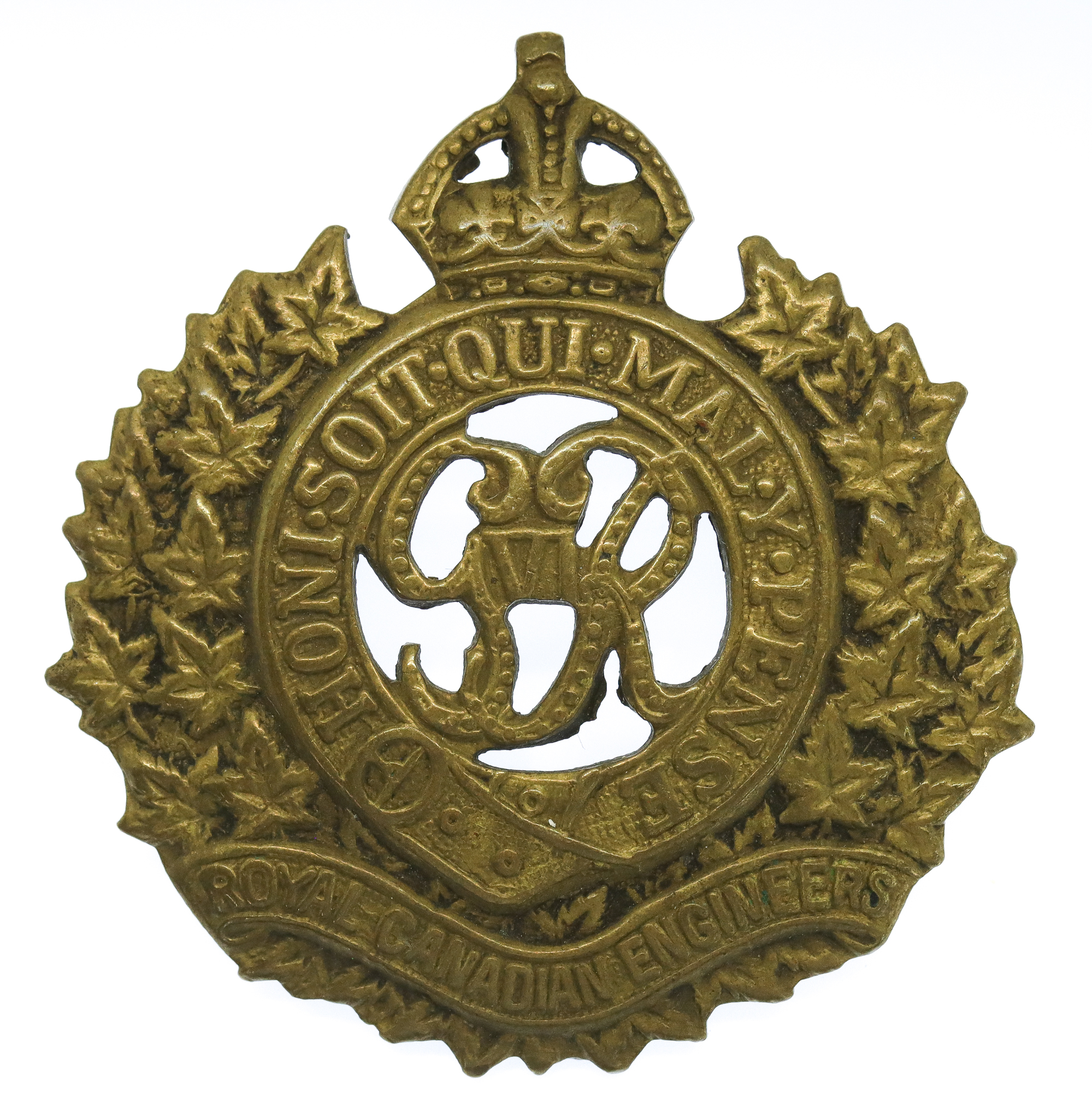 George VI Royal Canadian Engineers Cap Badge - King's Crown