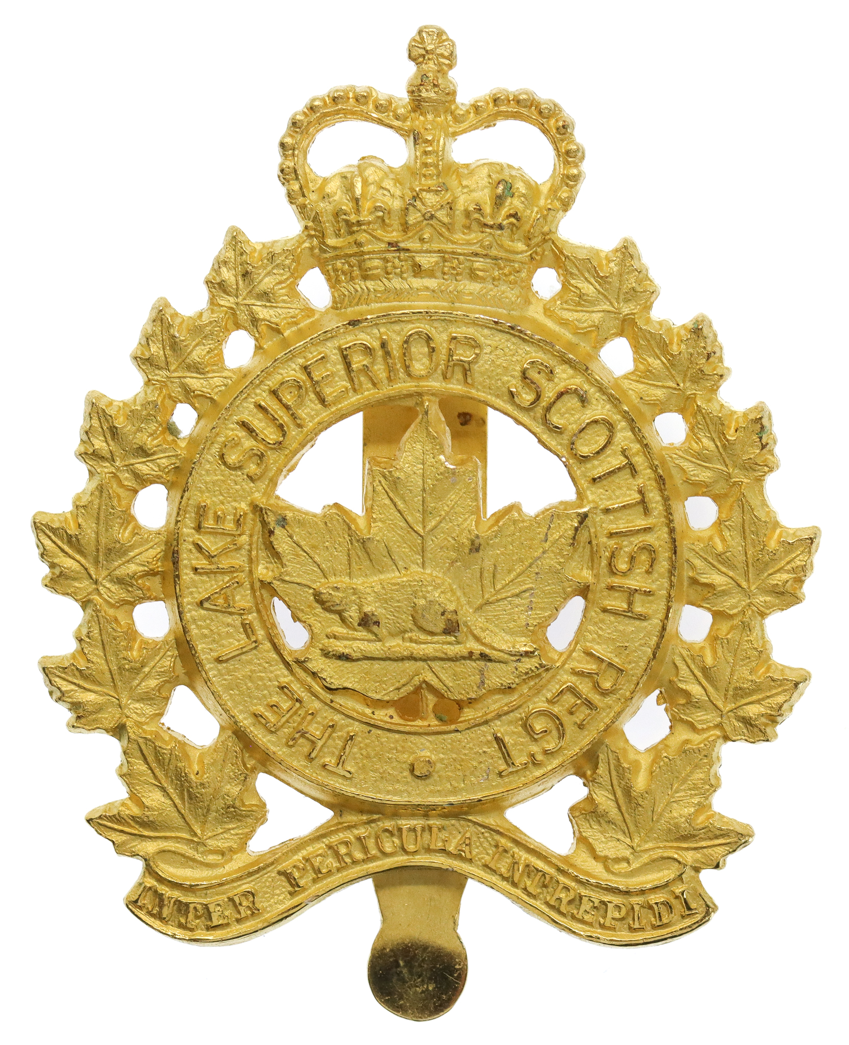 Canadian Lake Superior Scottish Regiment Cap Badge - Queen's Crown