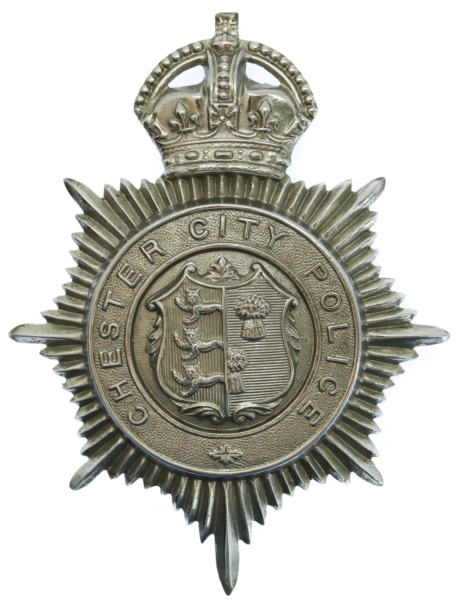 Chester City Police Helmet Plate - King's Crown