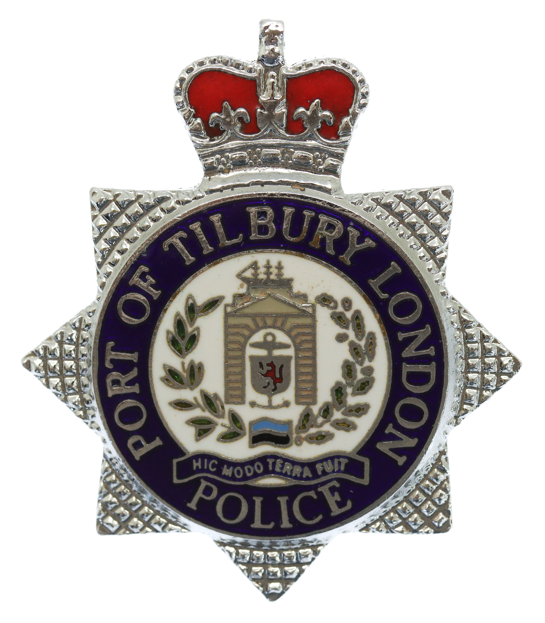 Port of Tilbury London Police Enamelled Cap Badge - Queen's Crown