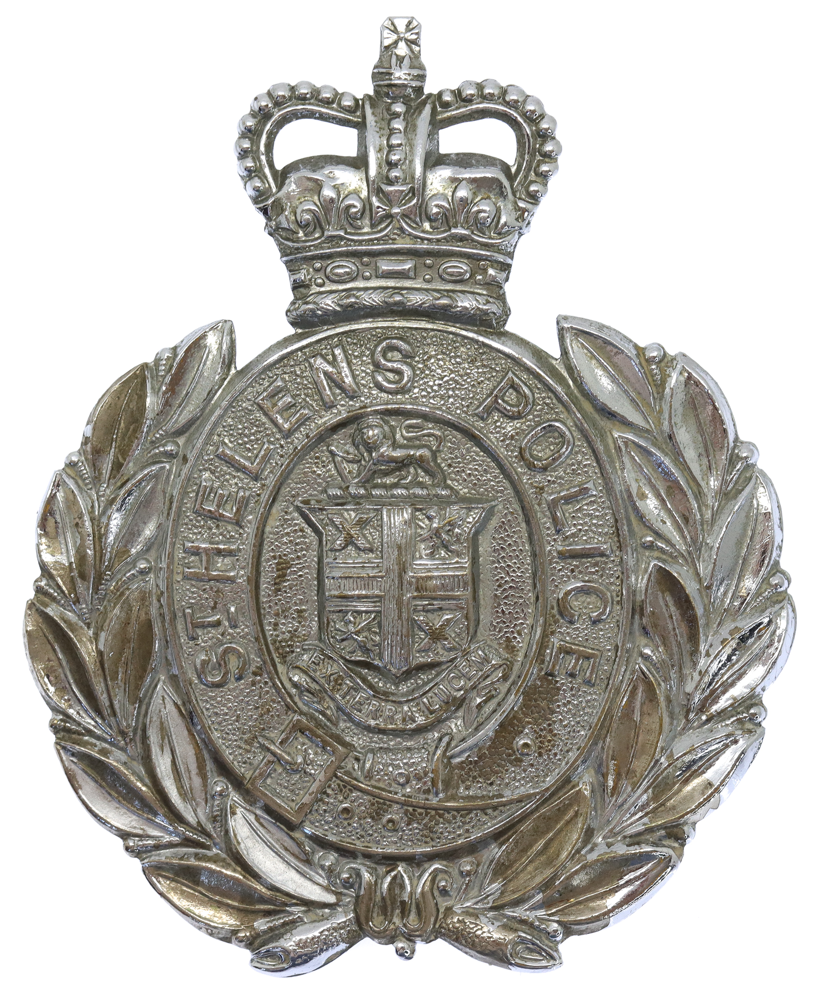 St. Helens Police Wreath Helmet Plate - Queen's Crown