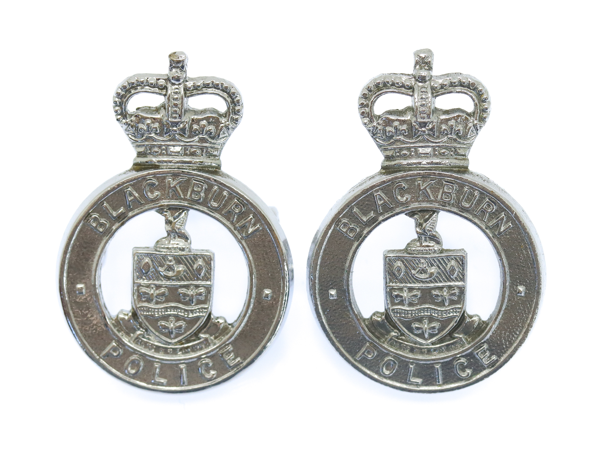 Pair of Blackburn Borough Police Collar Badges - Queen's Crown