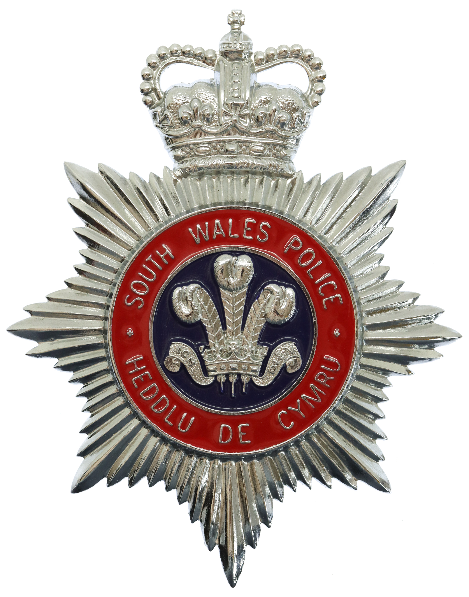 South Wales Police (Heddlu De Cymru) Enamelled Helmet Plate - Queen's Crown