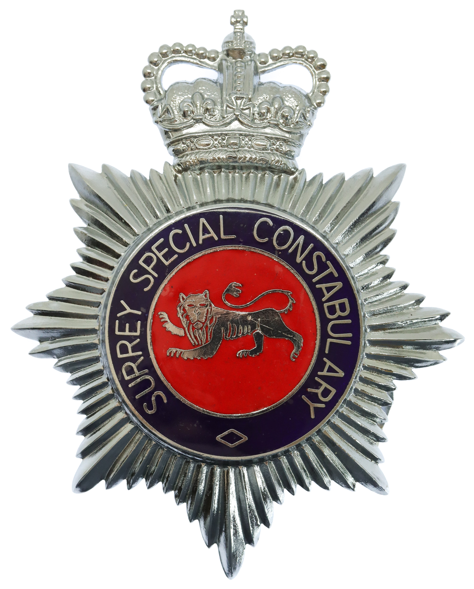 Surrey Special Constabulary Enamelled Helmet Plate- Queen's Crown