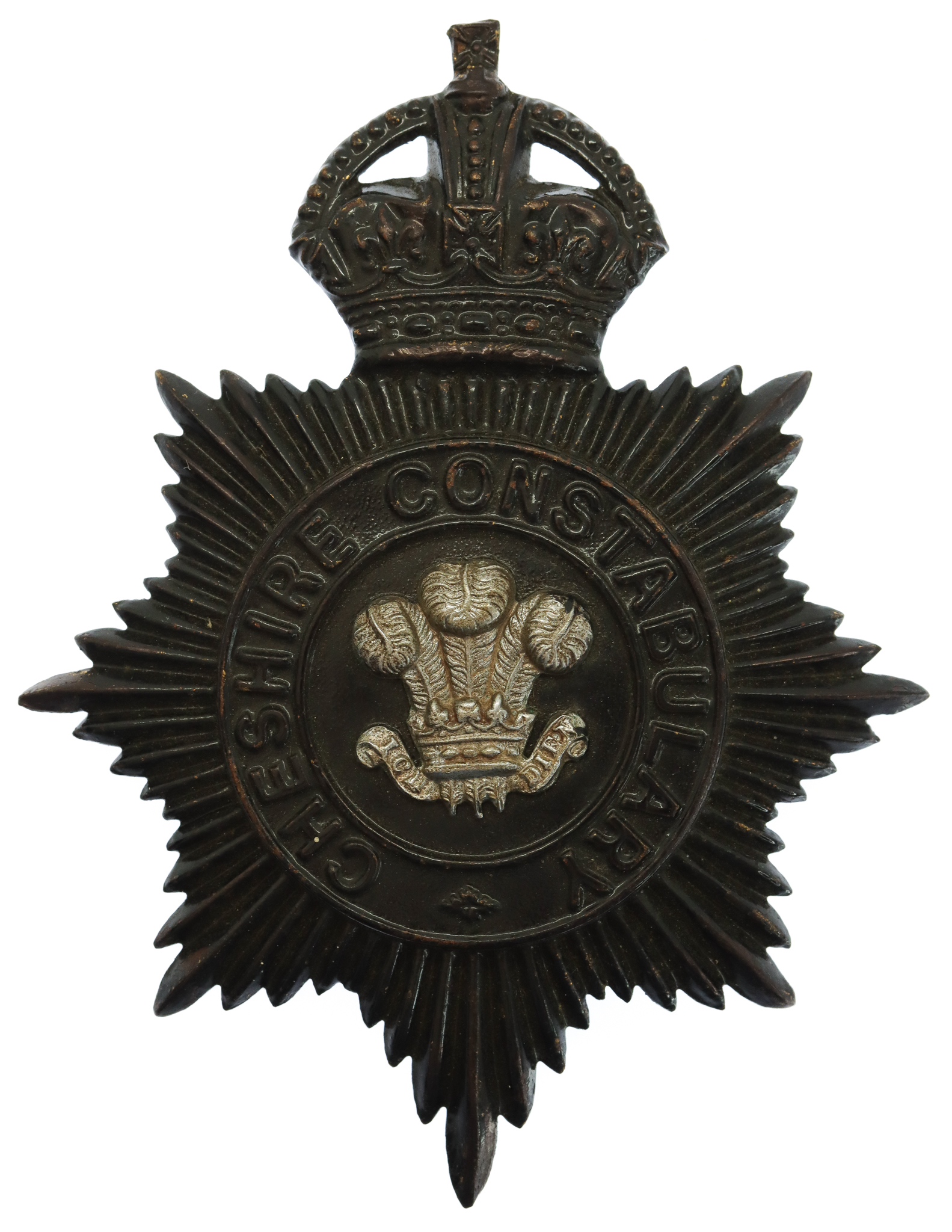 Cheshire Constabulary Night Helmet Plate - King's Crown