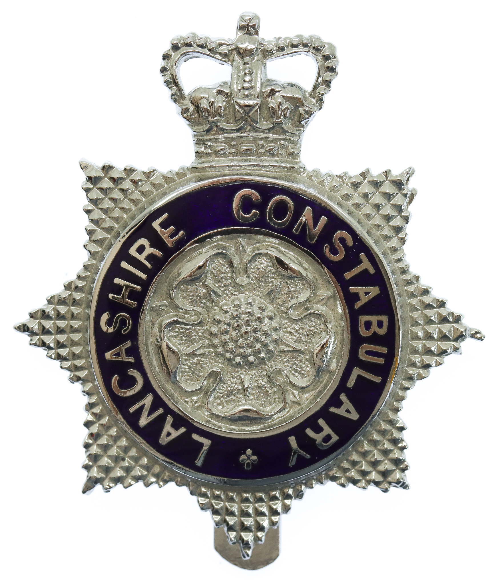 Lancashire Constabulary Enamelled Star Cap Badge - Queen's Crown