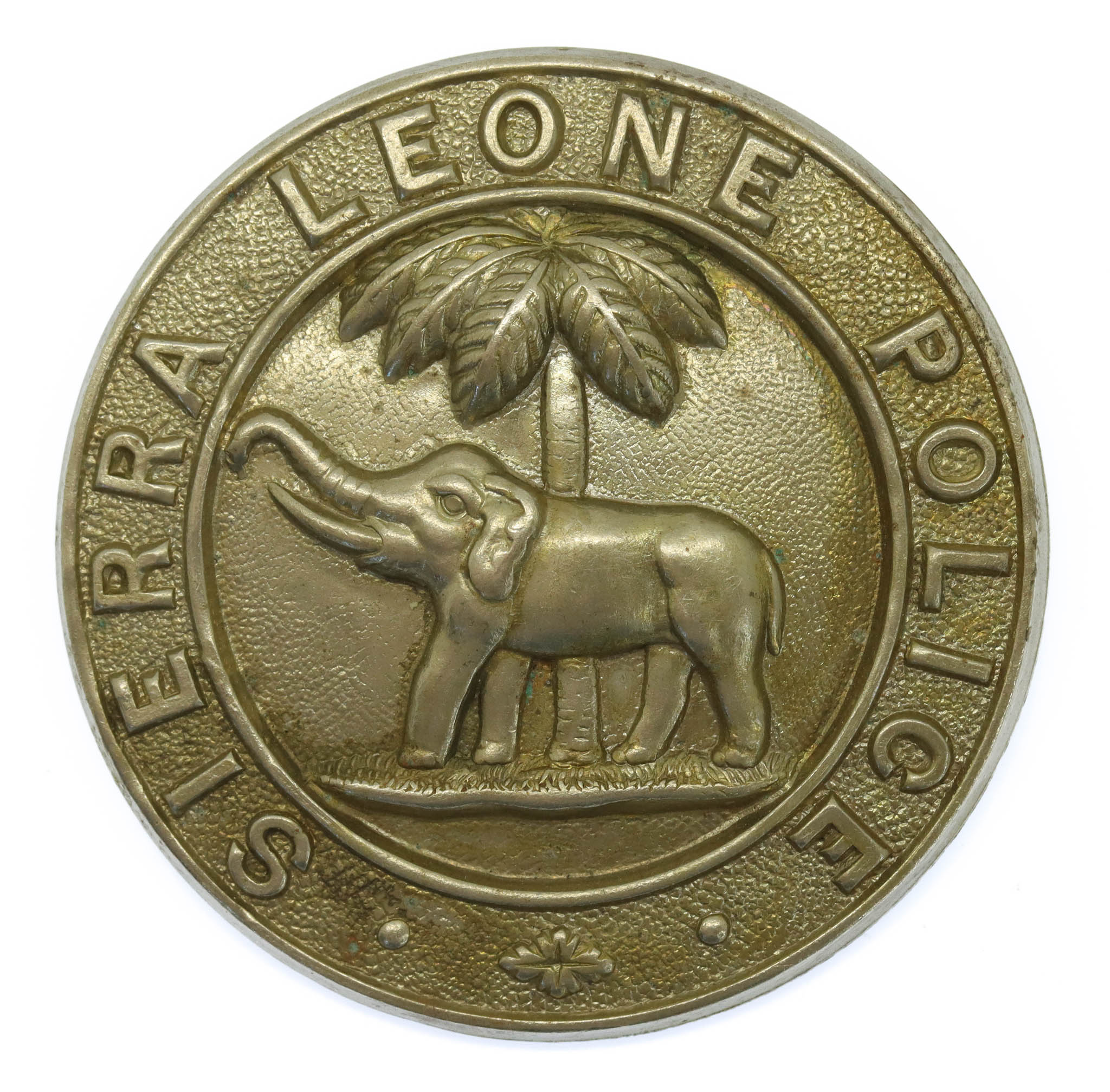Sierra Leone Police White Metal Helmet Plate
