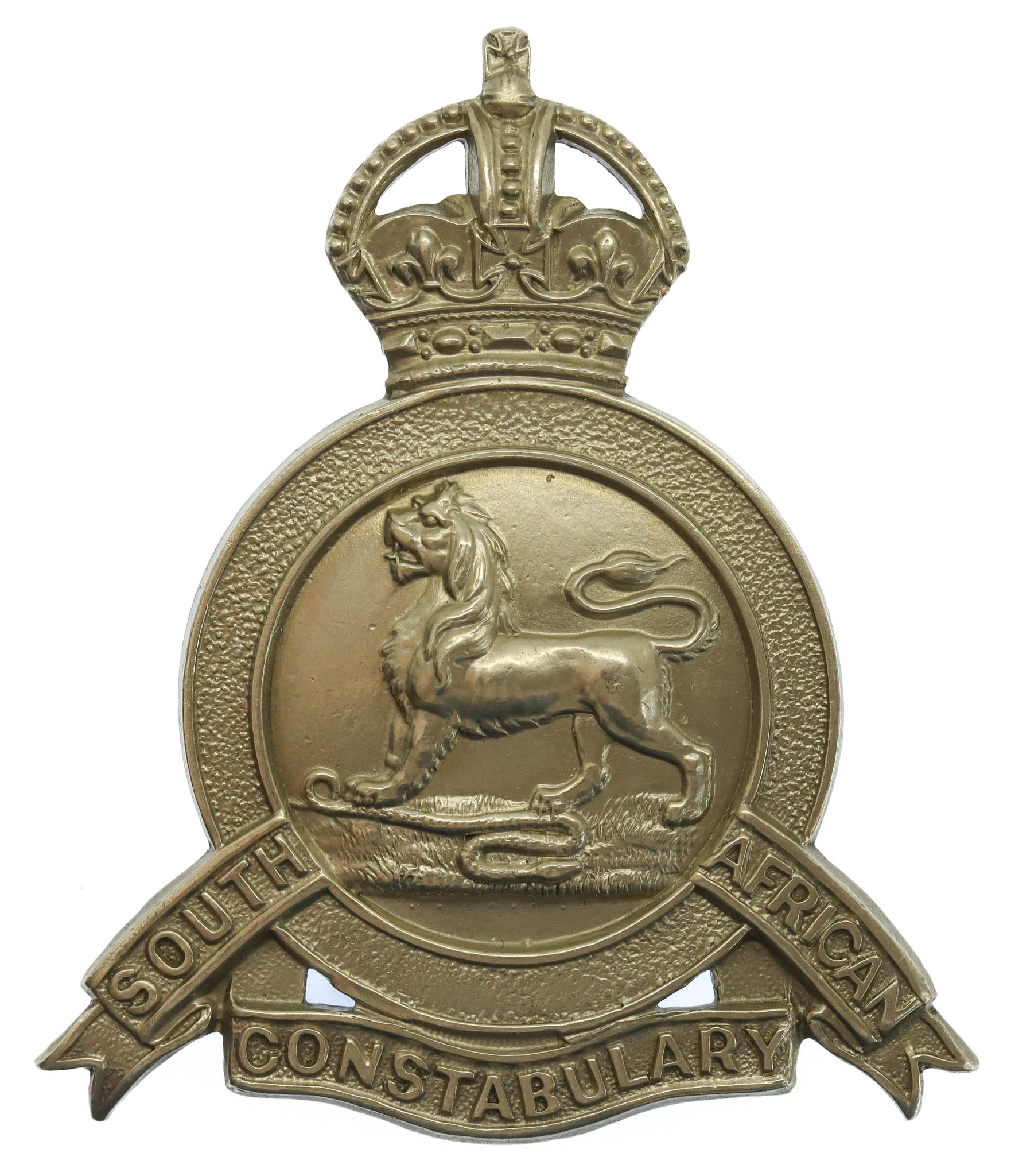 South African Constabulary Slouch Hat Badge - King's Crown (Non Voided Centre)