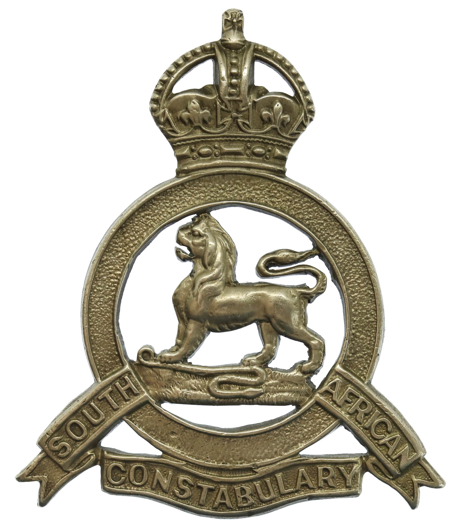 South African Constabulary Slouch Hat Badge - King's Crown (Voided Centre)