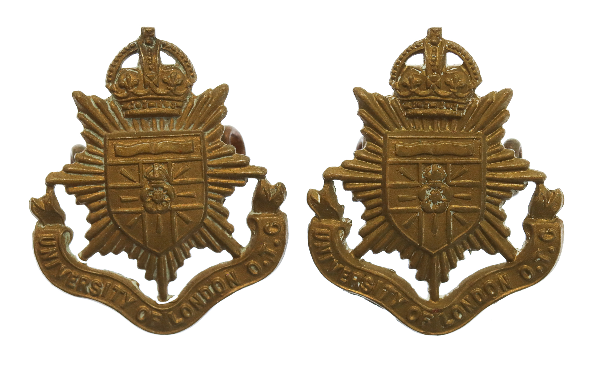 Pair of University of London O.T.C. Collar Badges