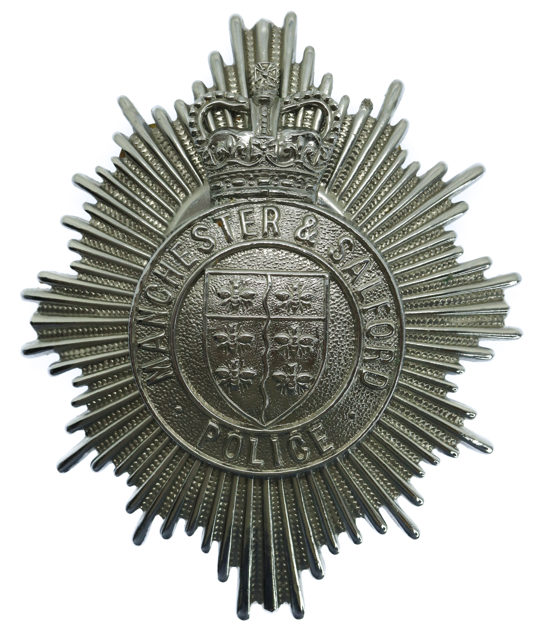 Manchester & Salford Police Mounted Ceremonial Helmet Plate - Queen's Crown