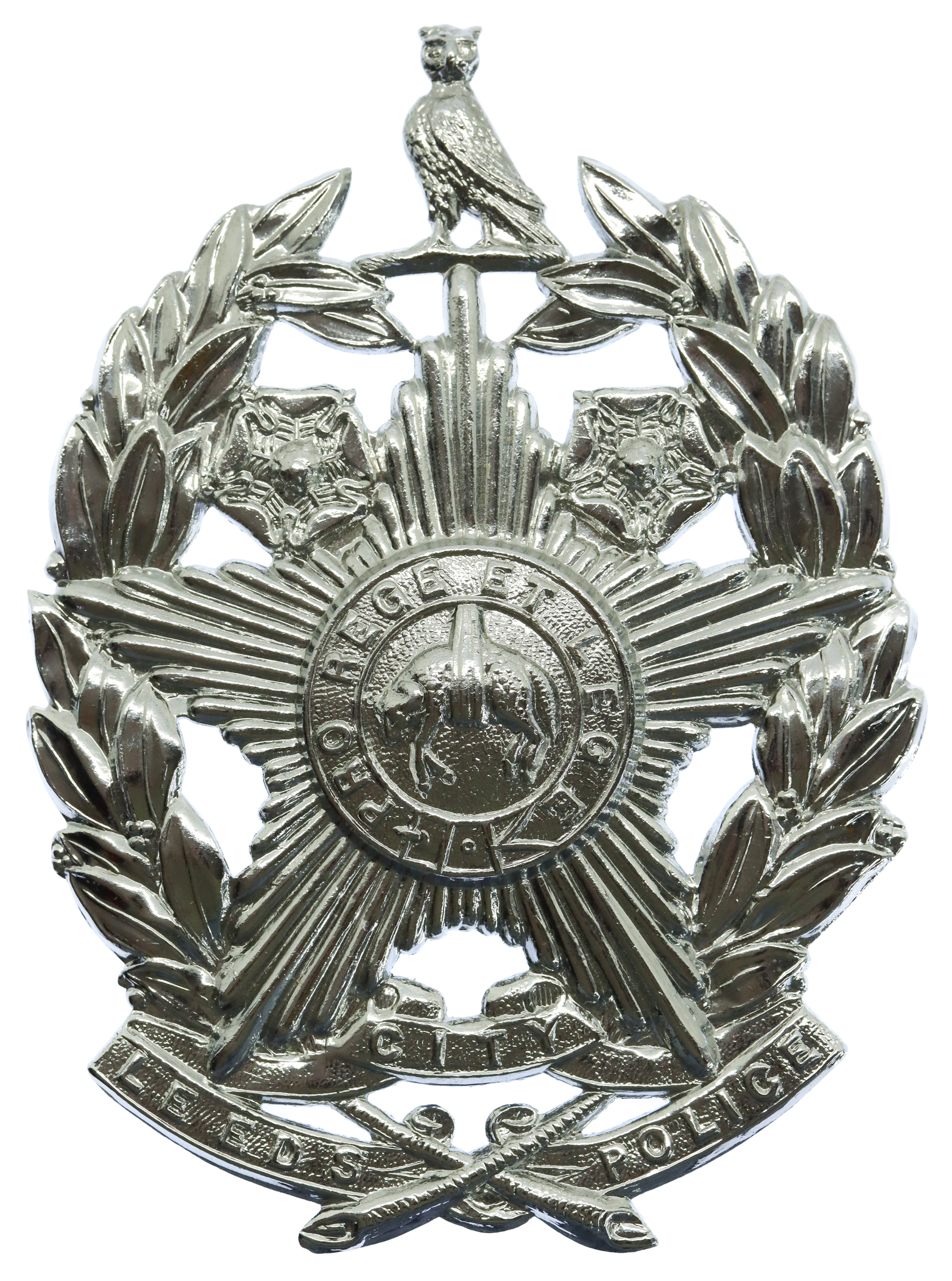 Leeds City Police Chrome Helmet Plate