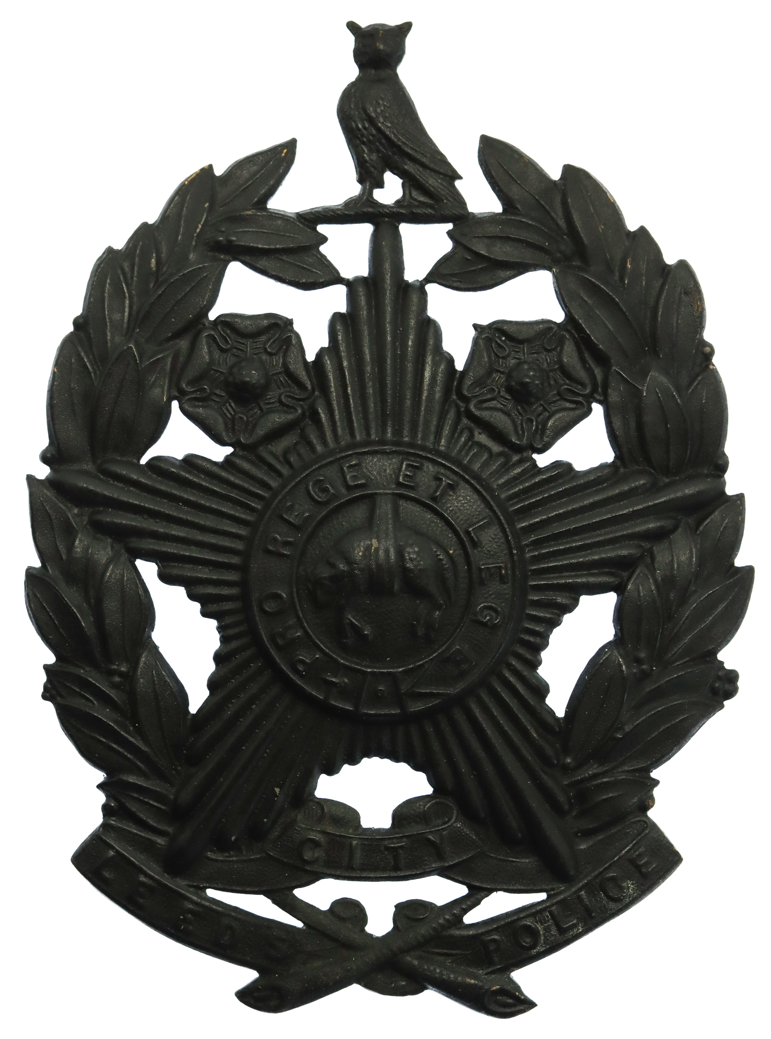 Leeds City Police Black Helmet Plate