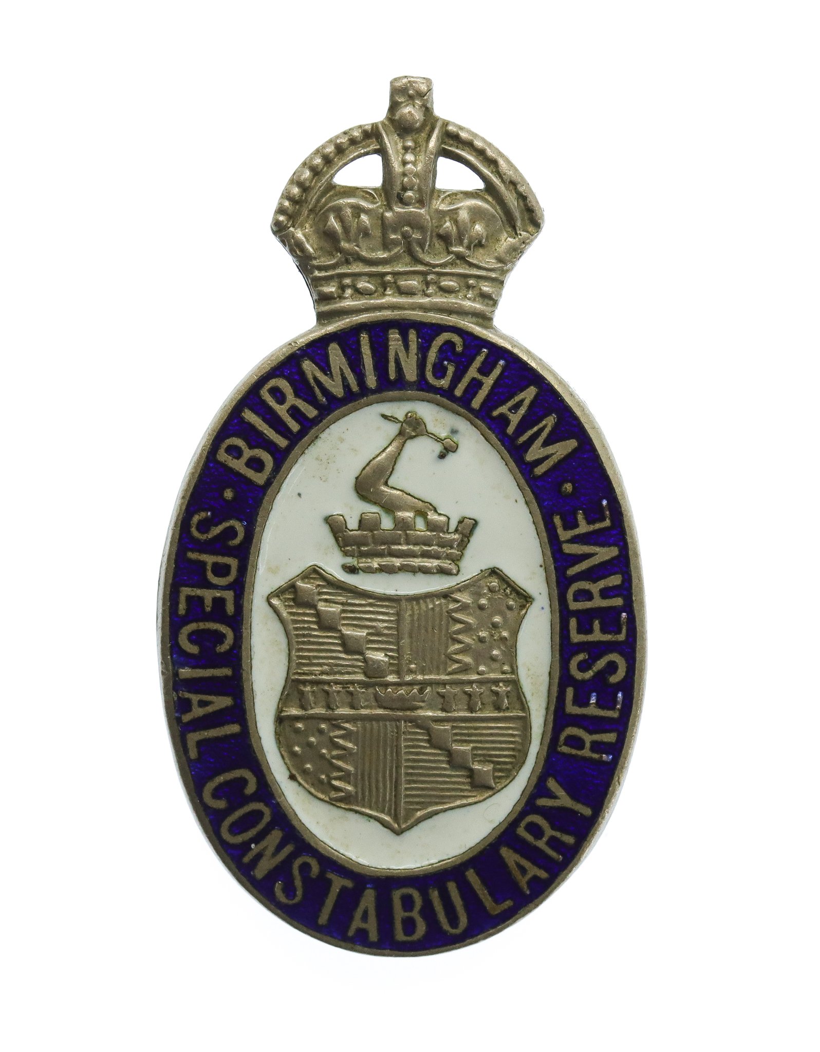 Birmingham Special Constabulary Reserve Enamelled Lapel Badge - King's Crown