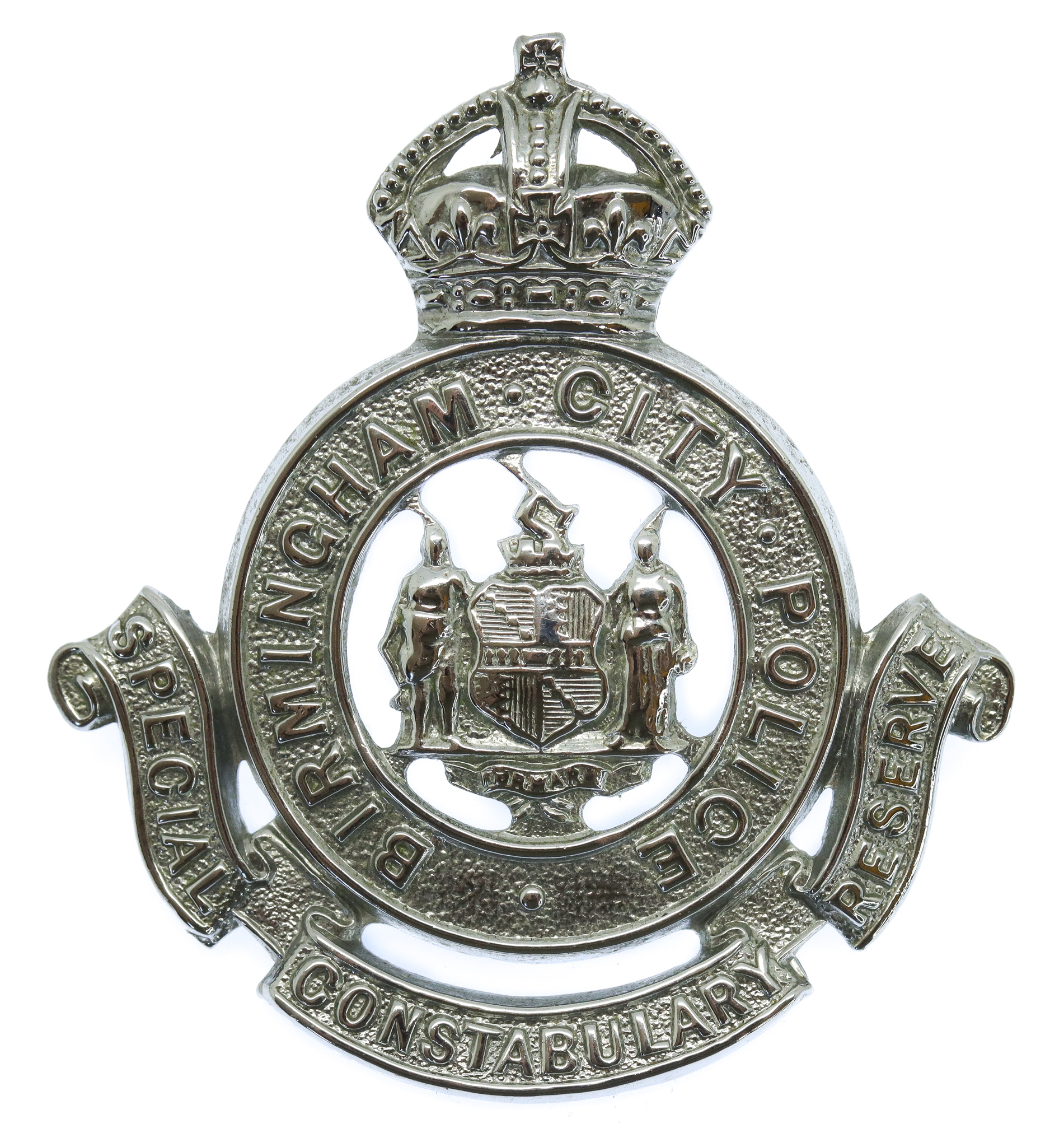 Birmingham City Police Special Constabulary Reserve Chrome Cap Badge - King's Crown