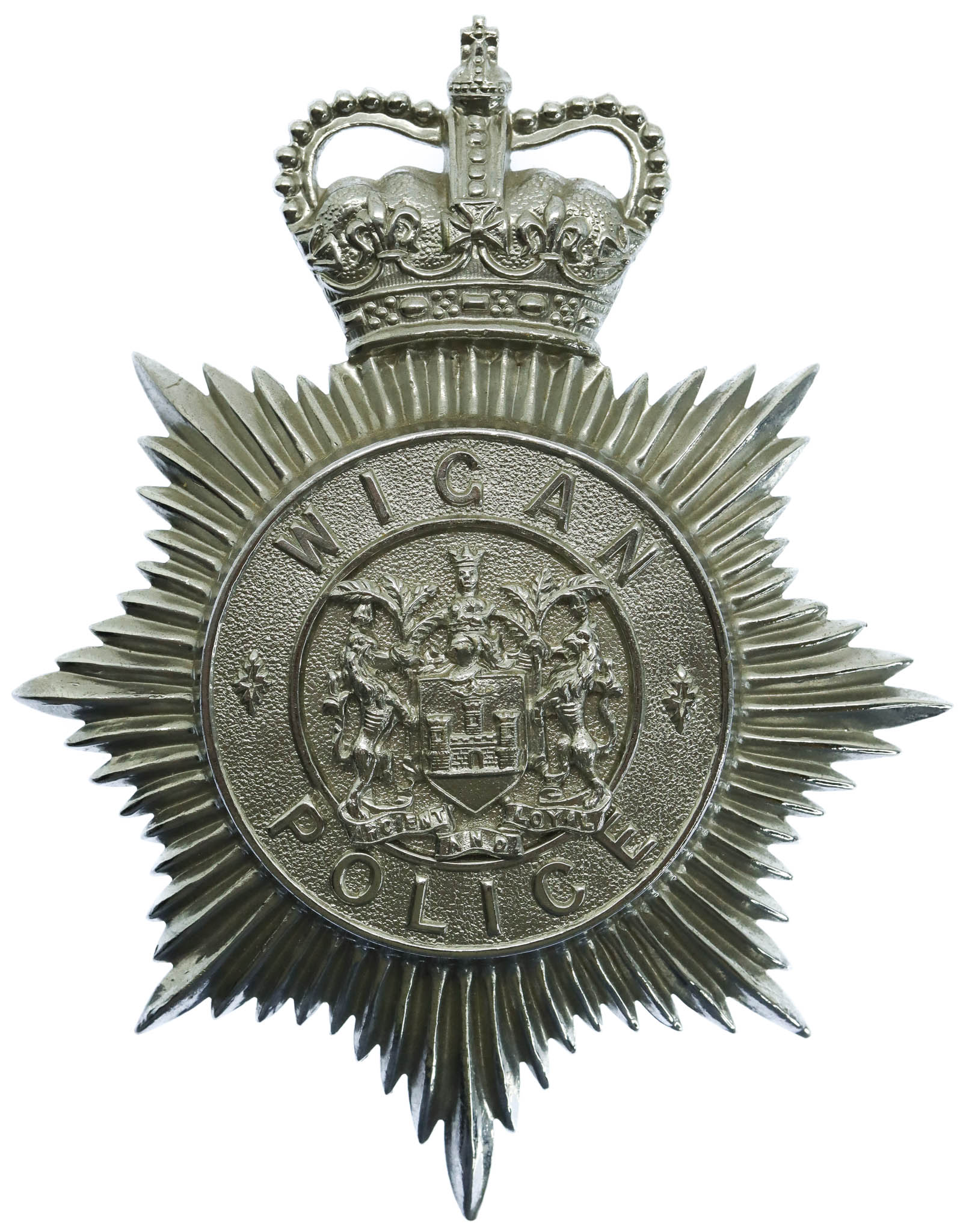 Wigan Borough Police Helmet Plate - Queen's Crown