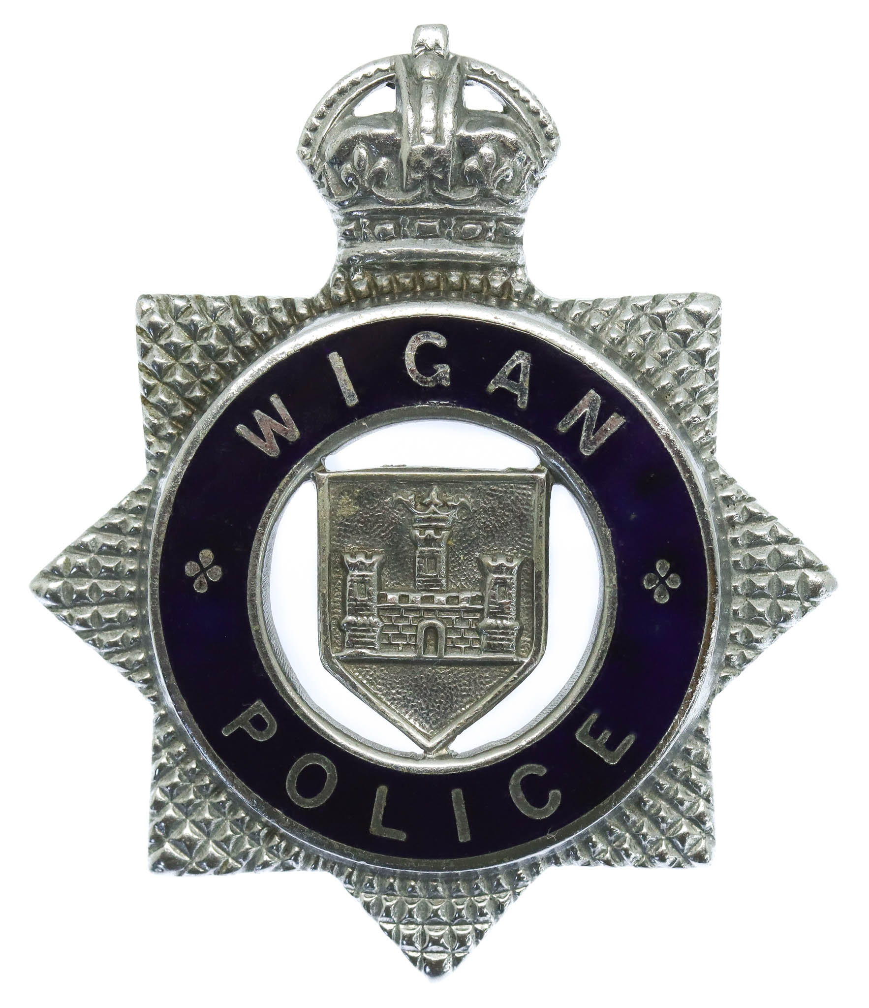 Wigan Borough Police Senior Officer's Enamelled Cap Badge - King's Crown