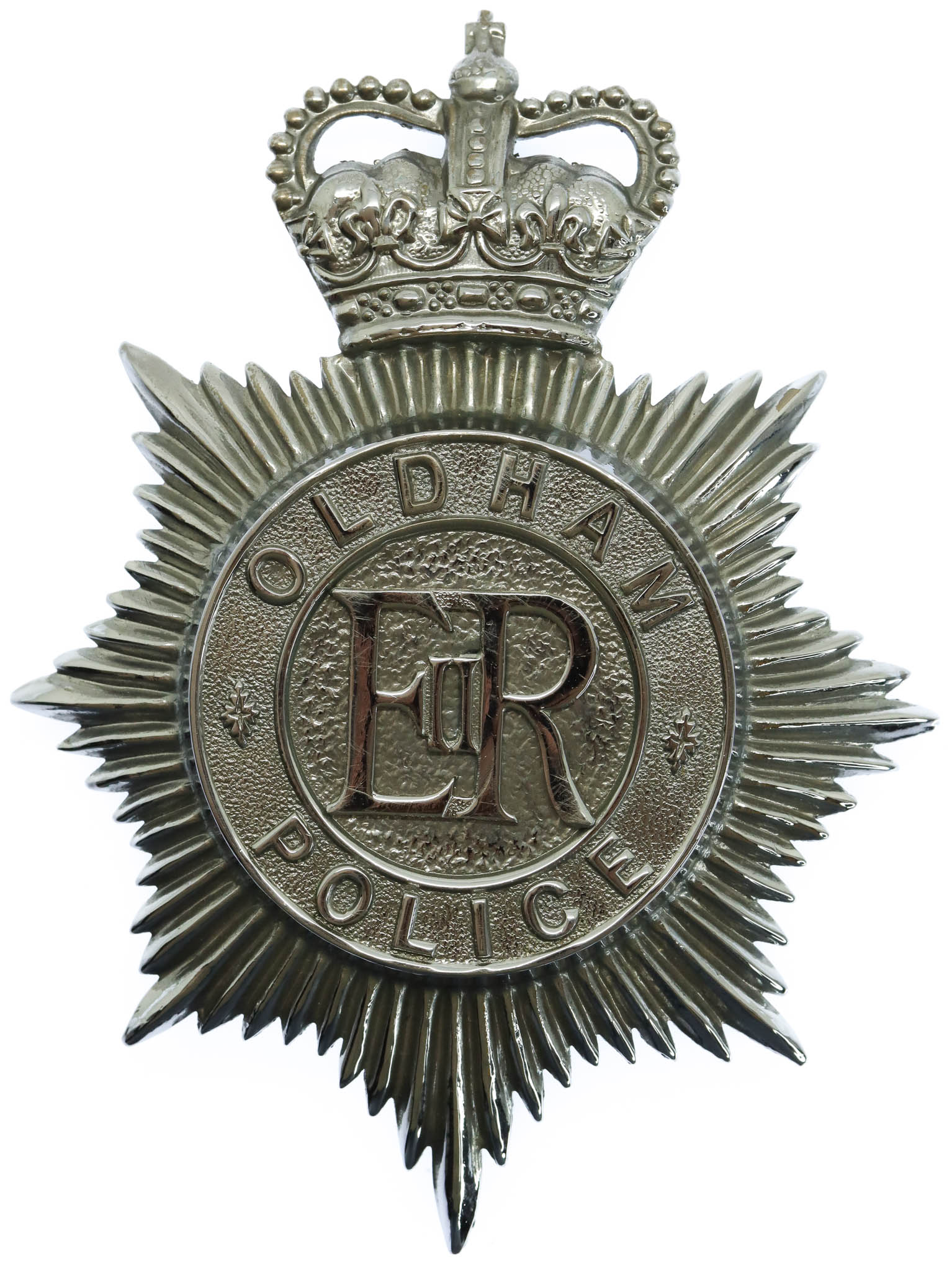 Oldham Borough Police Helmet Plate - Queen's Crown