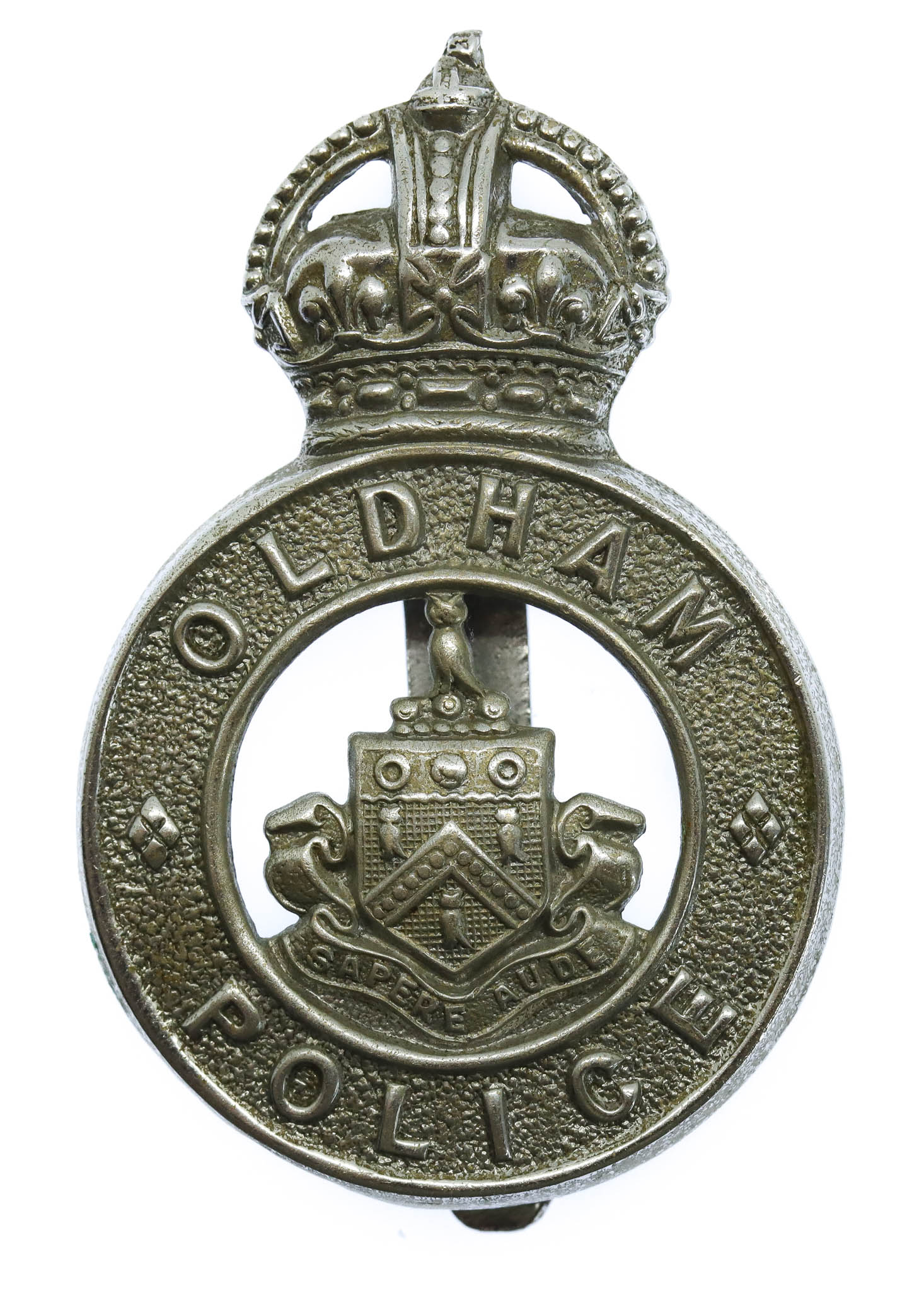 Oldham Borough Police Cap Badge - King's Crown
