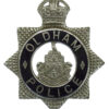 Oldham Borough Police Senior Officer's Enamelled Cap Badge - King's Crown