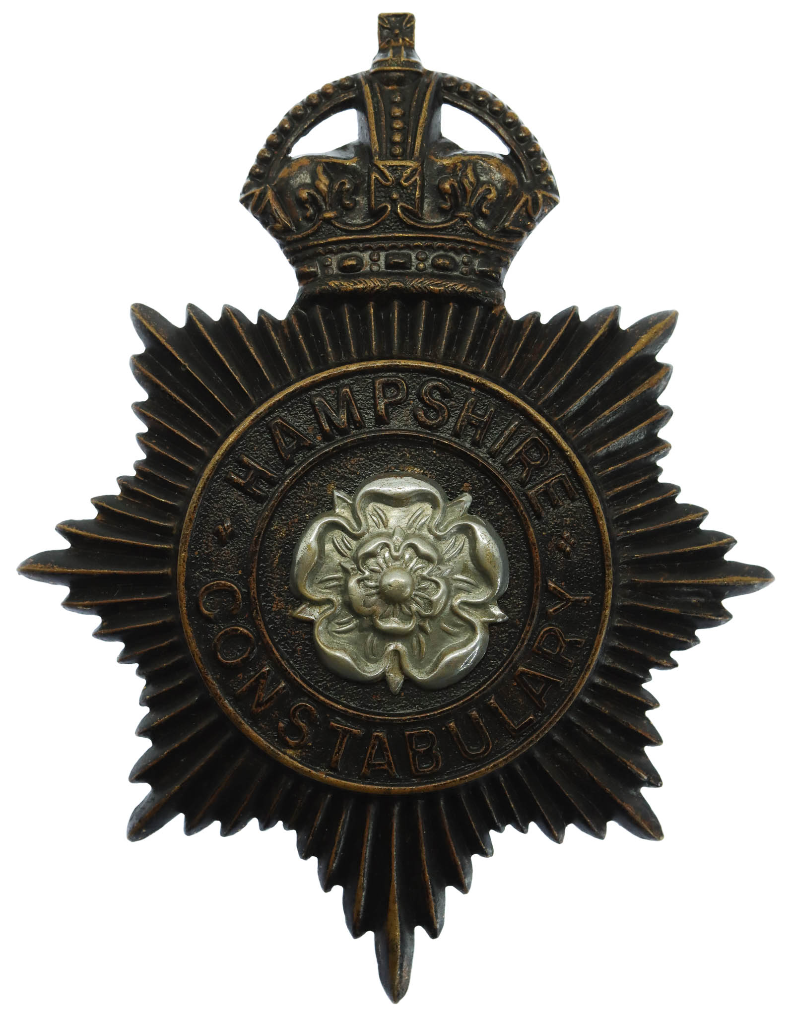 Hampshire Constabulary Night Helmet Plate - King's Crown