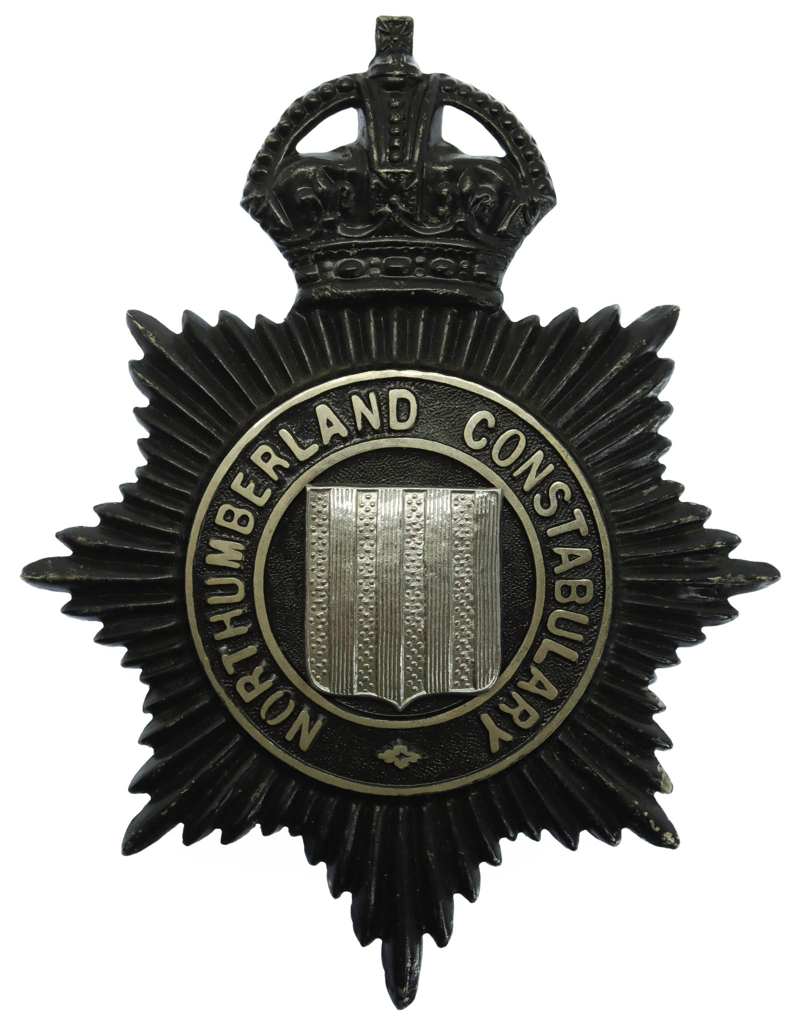 Northumberland Constabulary Night Helmet Plate - King's Crown