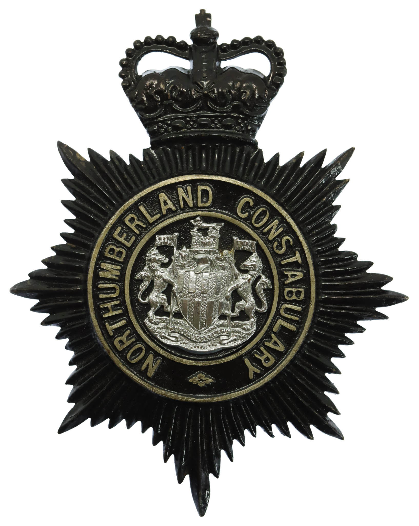 Northumberland Constabulary Night Helmet Plate - Queen's Crown
