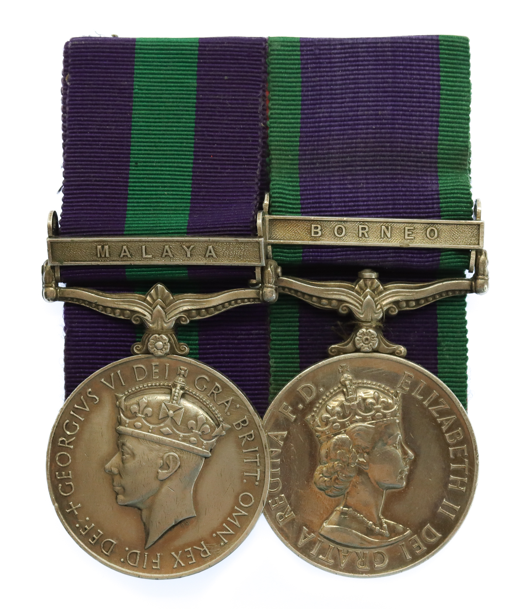 General Service Medal (Clasp - Malaya) & Campaign Service Medal (Clasp - Borneo) Medal Pair - Cpl. F.G. Sanders, Royal Electrical & Mechanical Engineers