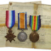WW1 1914-15 Star Medal Trio with Original Discharge Certificate - Pte. H. Wilkinson, 8th Bn. Middlesex Regiment and 16thBn. London Regiment - Wounded