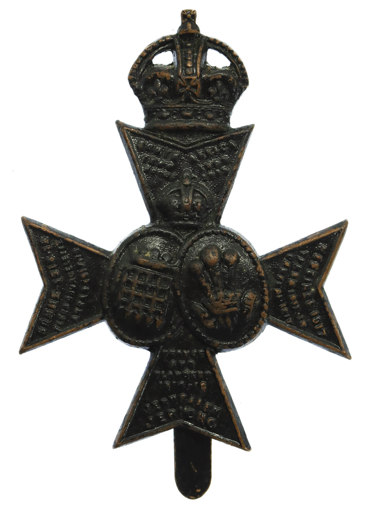 16th Bn. (Queen's Westminster & Civil Service Rifles) London Regiment Cap Badge - King's Crown