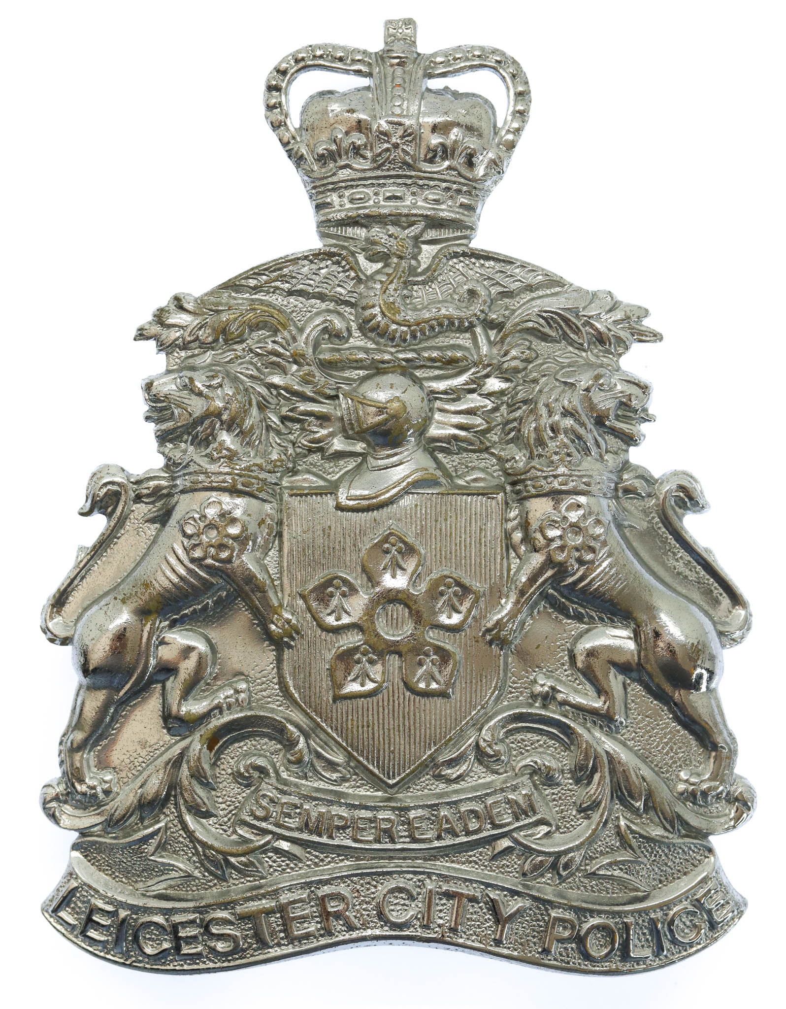 Leicester City Police Helmet Plate - Queen's Crown