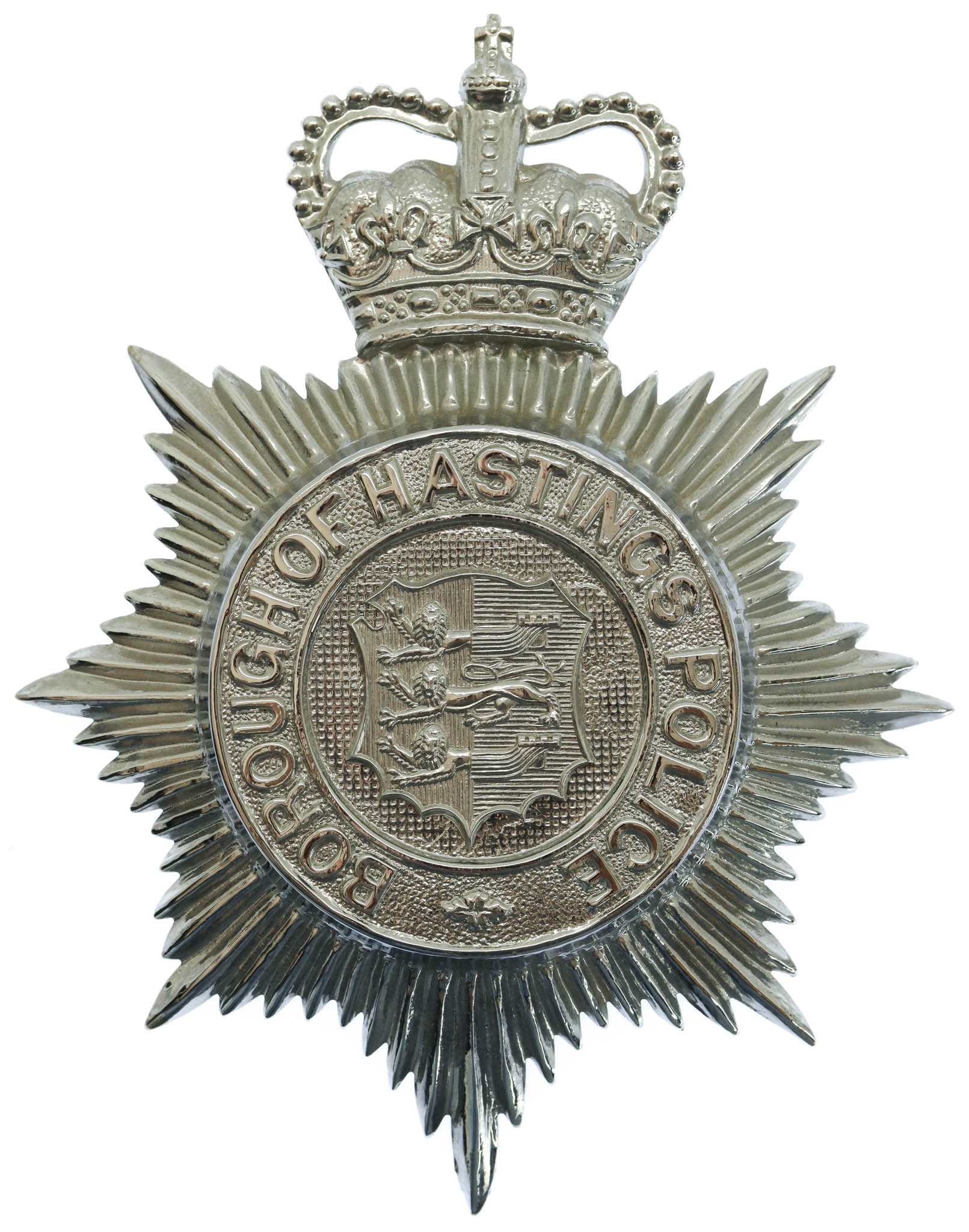 Hastings Borough Police Helmet Plate - Queen's Crown