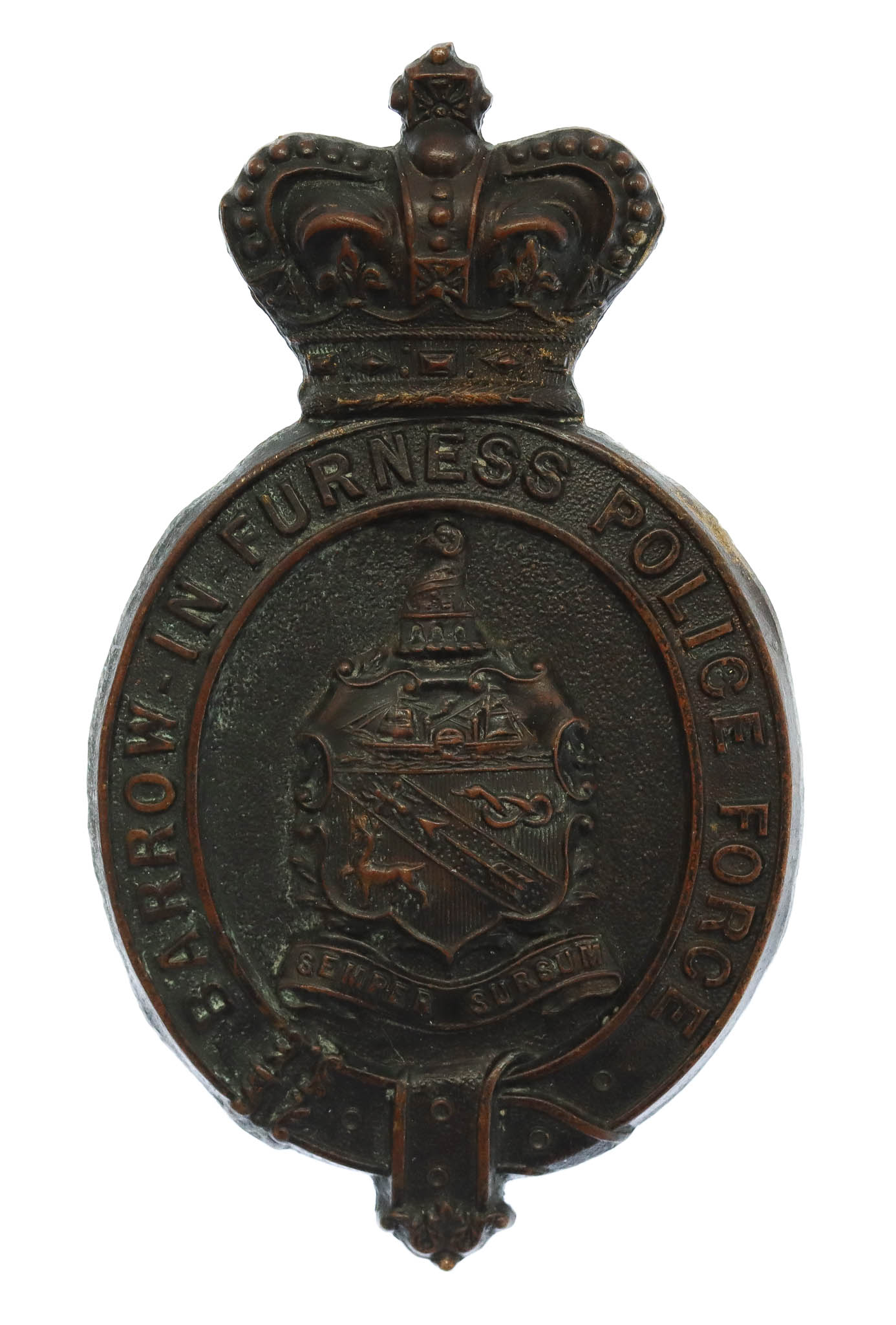 Victorian Barrow-in-Furness Borough Police Force Helmet Plate