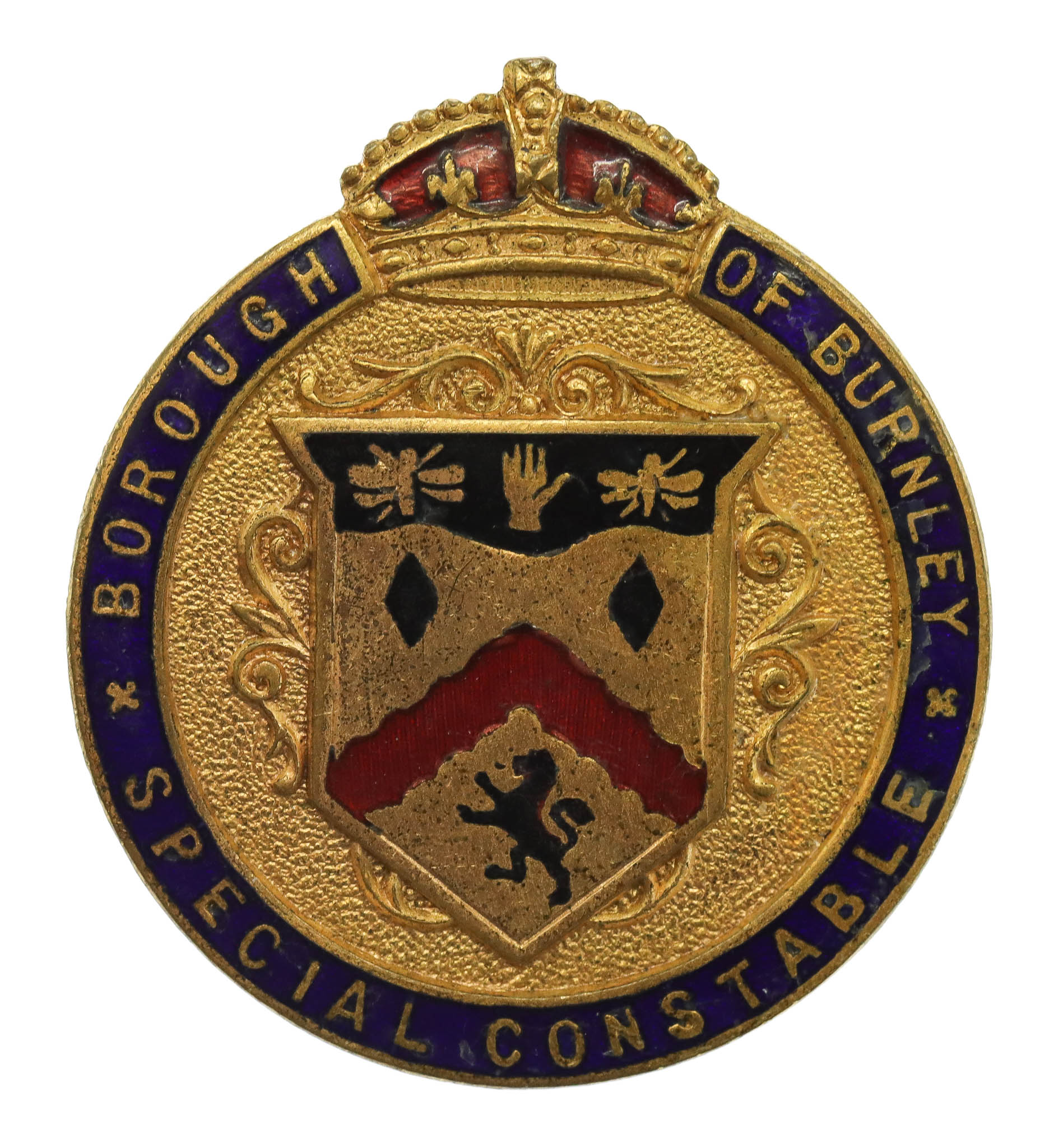 Borough of Burnley Special Constabulary Enamelled Lapel Badge - King's Crown
