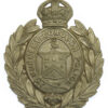 Burnley Borough Police Small White Metal Wreath Helmet Plate - King's Crown