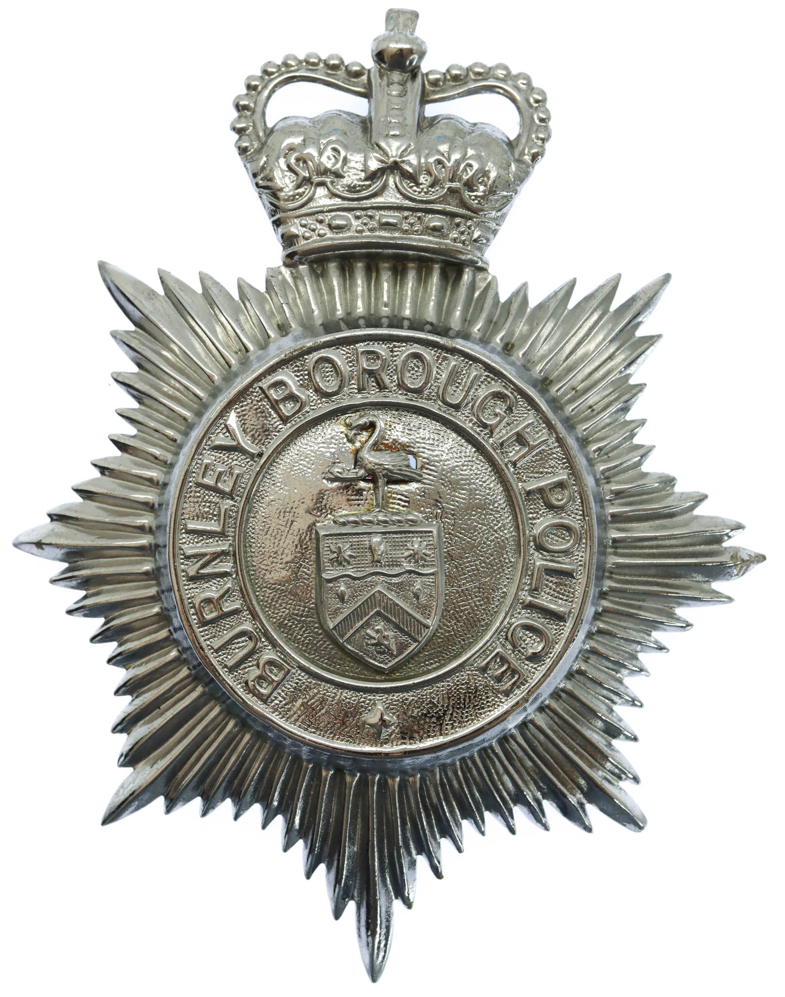 Burnley Borough Police Helmet Plate - Queen's Crown