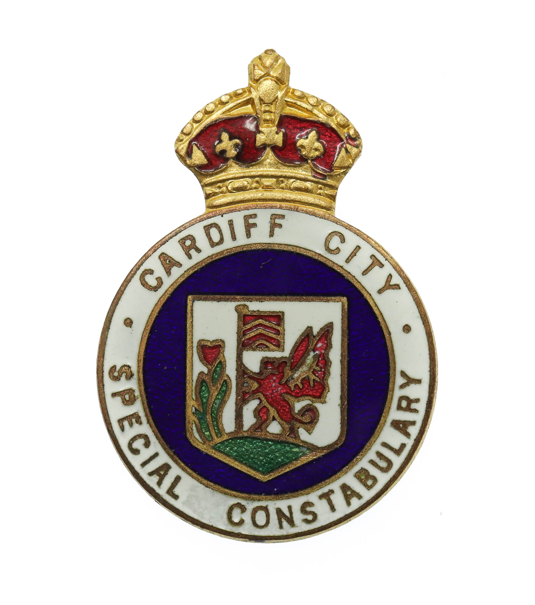 Cardiff City Special Constabulary Enamelled Lapel Badge - King's Crown