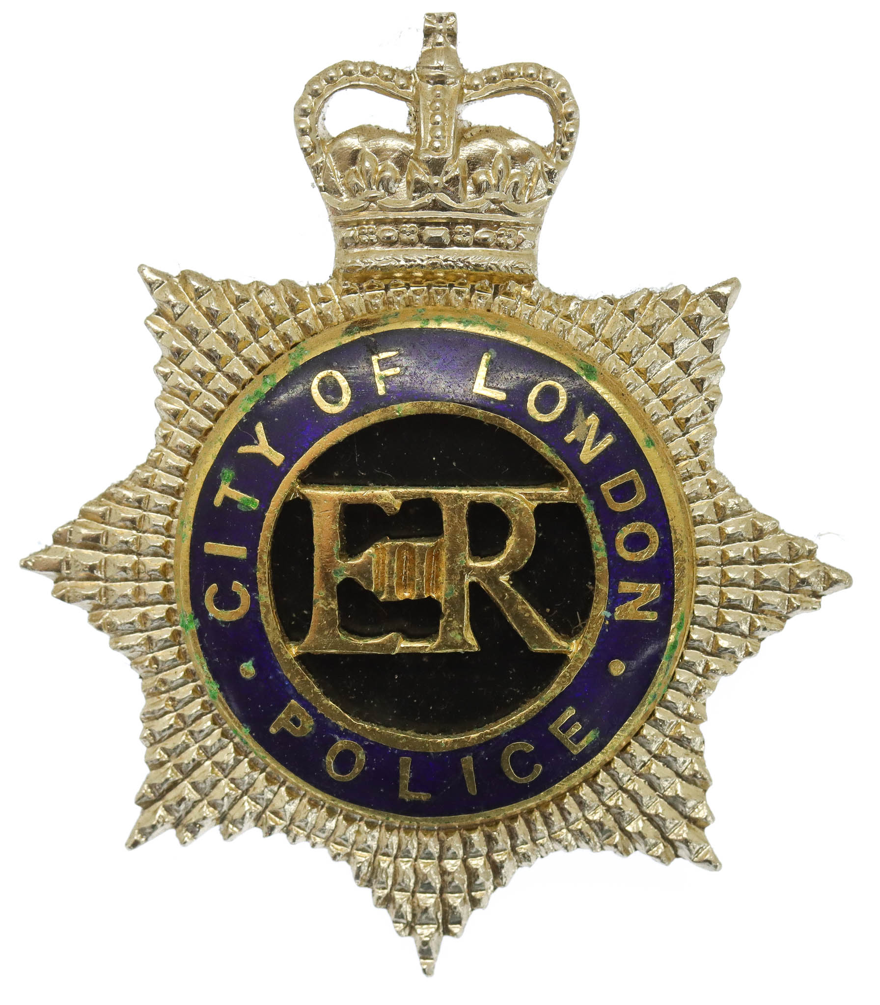 City of London Police Senior Officer's Enamelled Cap Badge - Queen's Crown