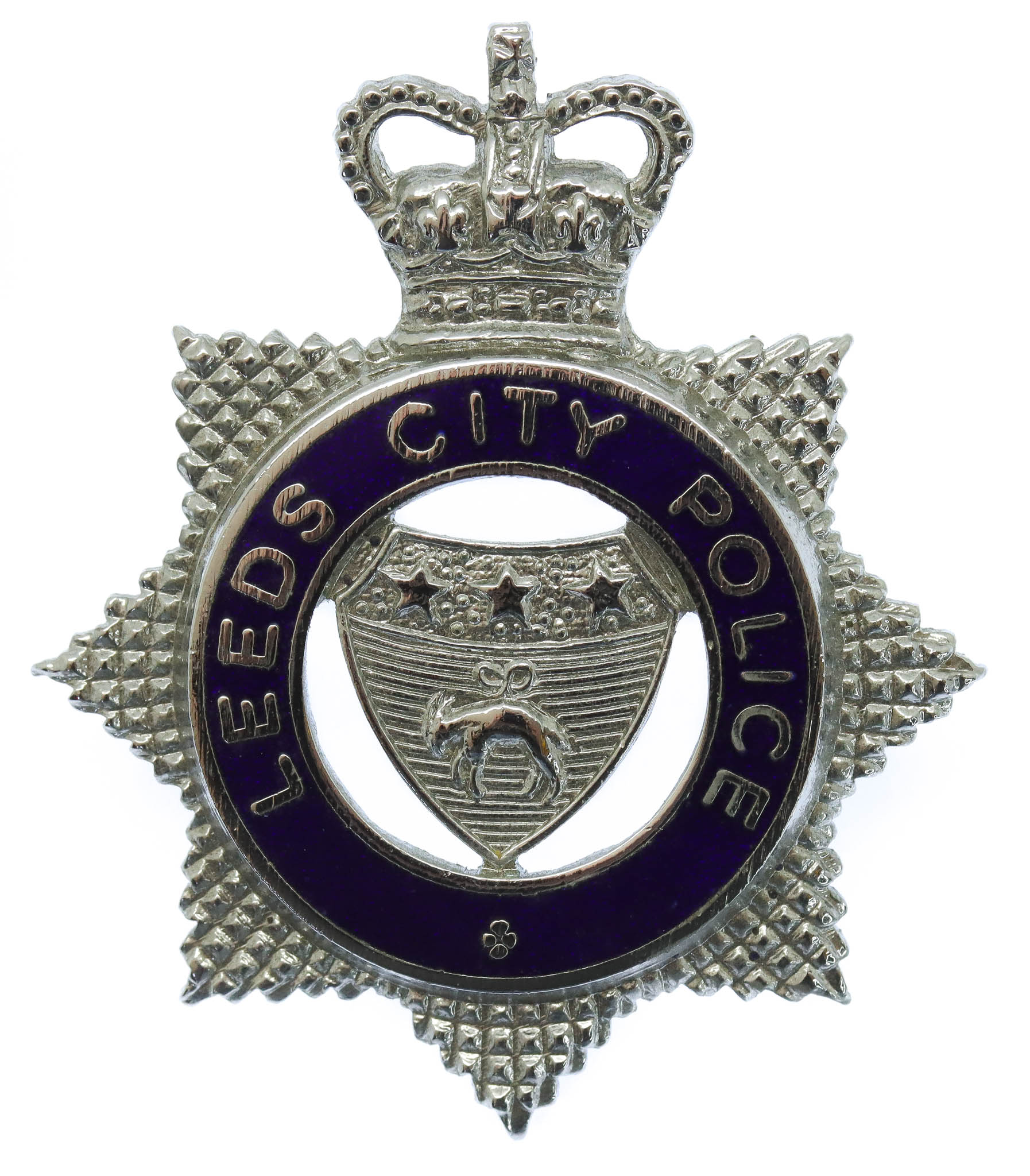Leeds City Police Senior Officer's Enamelled Cap Badge - Queen's Crown