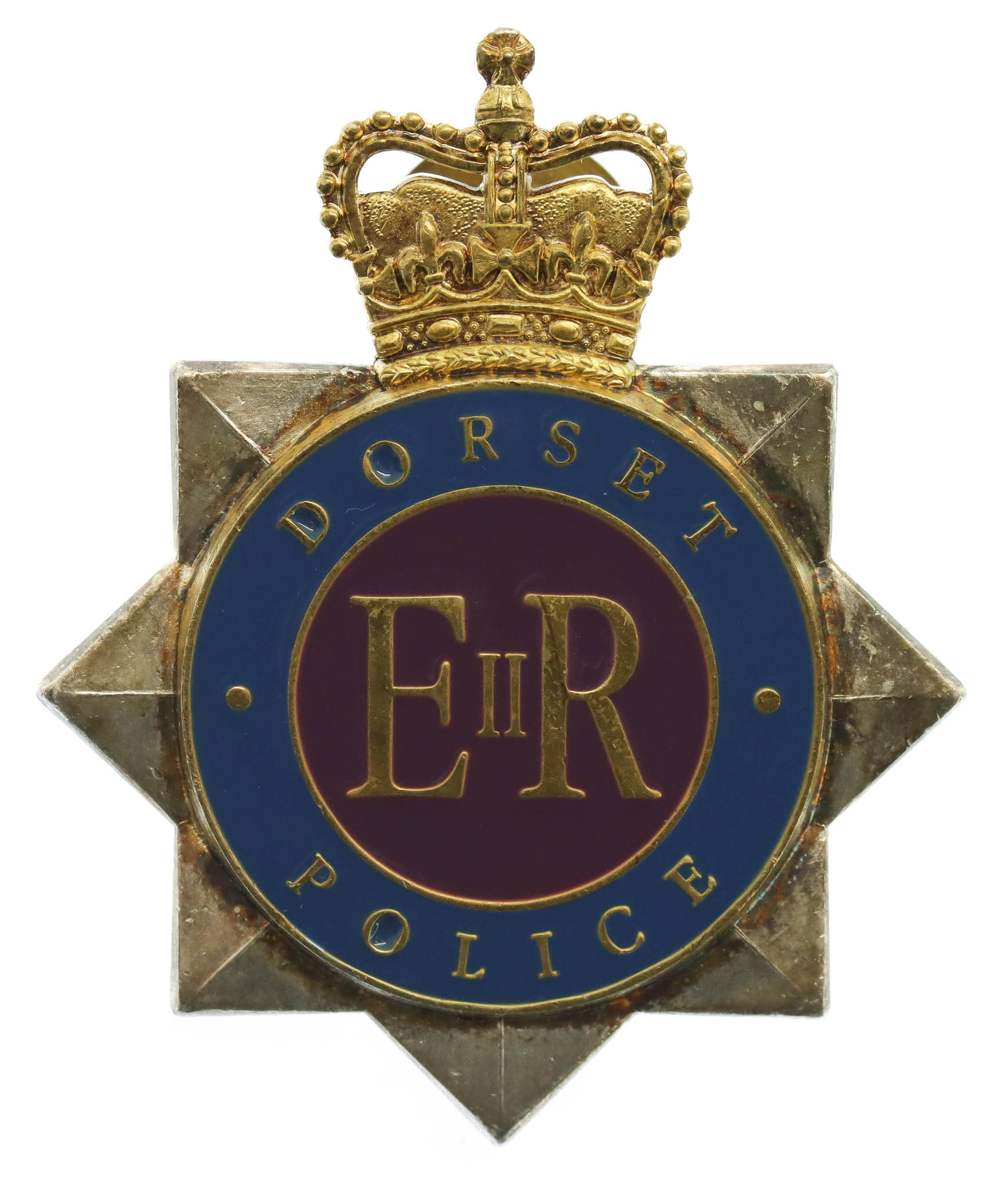 Dorset Police Enamelled Star Cap Badge - Queen's Crown