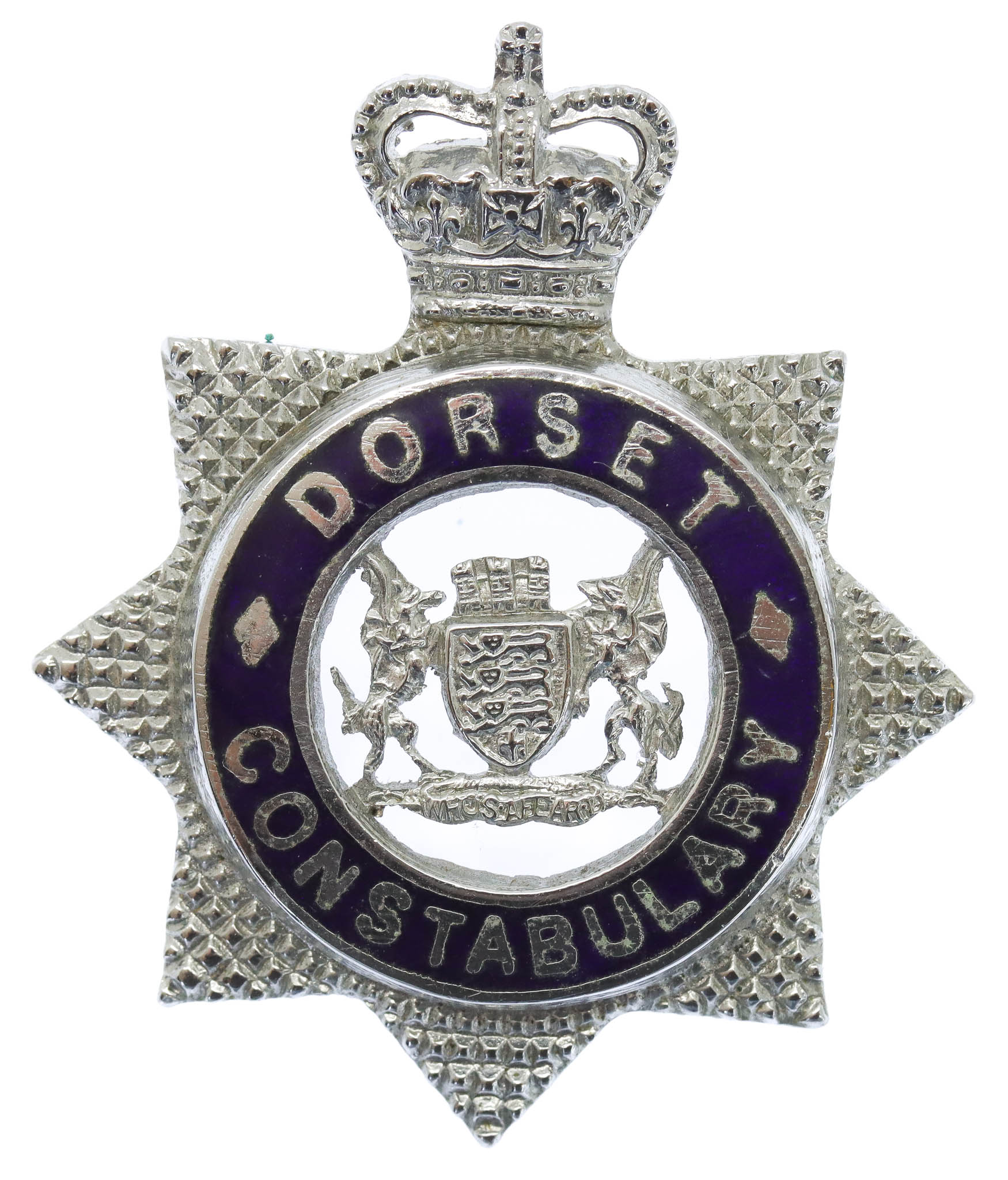 Dorset Constabulary Senior Officer's Enamelled Cap Badge - Queen's Crown