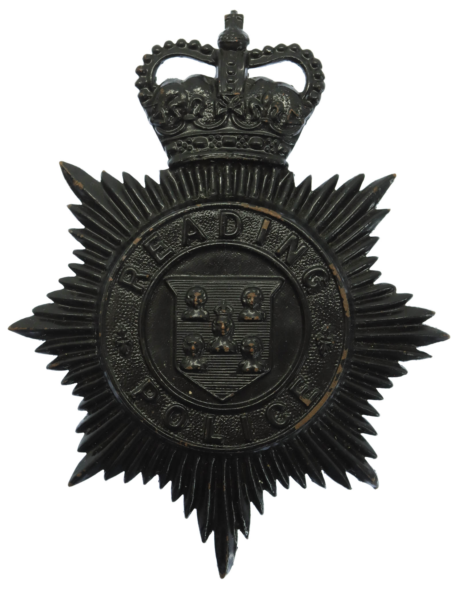 Reading Borough Police Night Helmet Plate - Queen's Crown