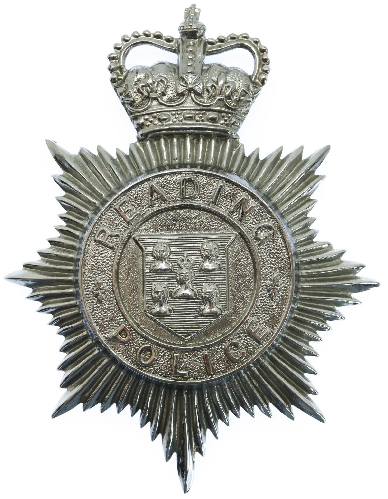 Reading Borough Police Helmet Plate - Queen's Crown